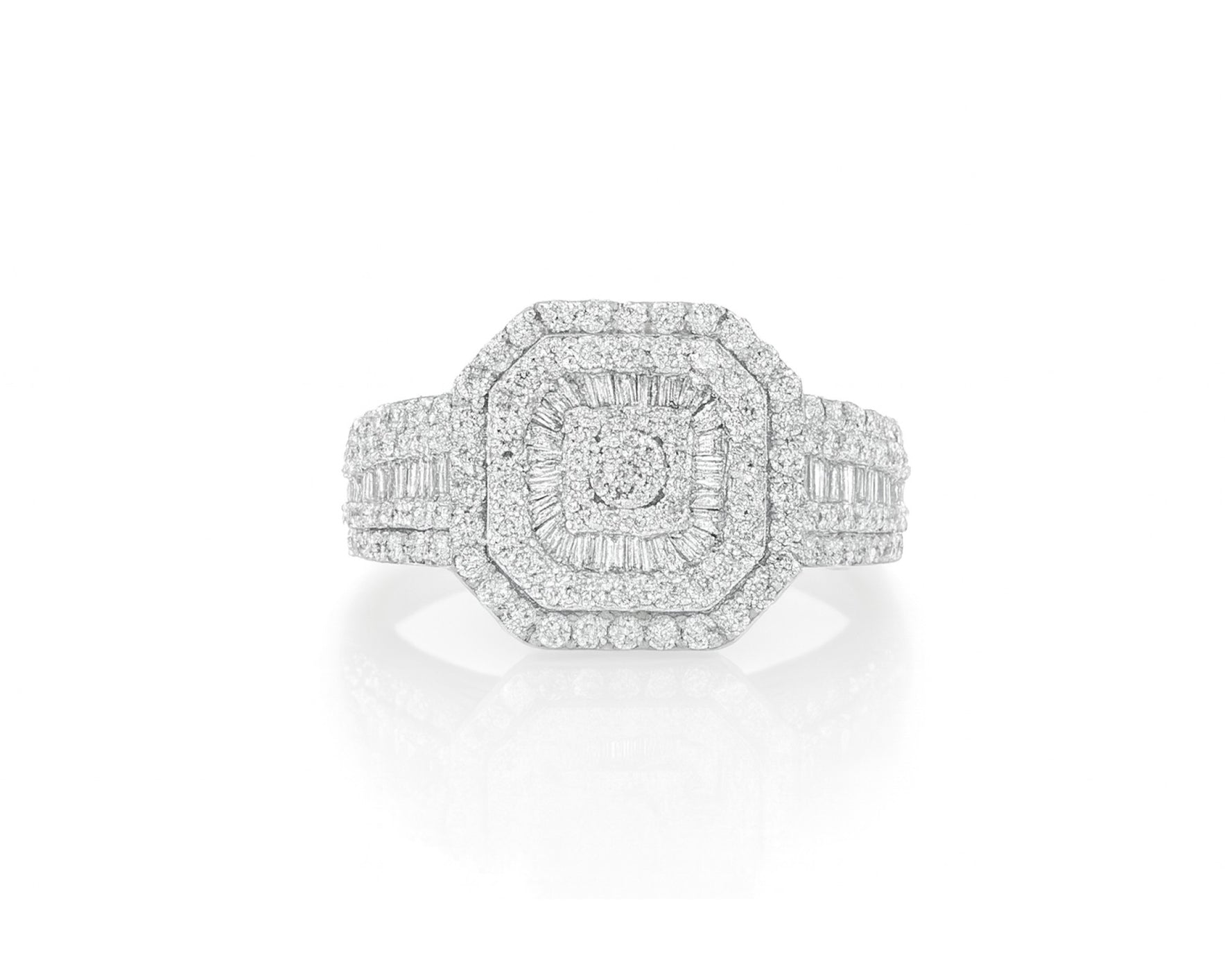 10K Two-Tone Gold Men's Octagon Ring with Baguette Accents 1.35ct – lifestyle 1230