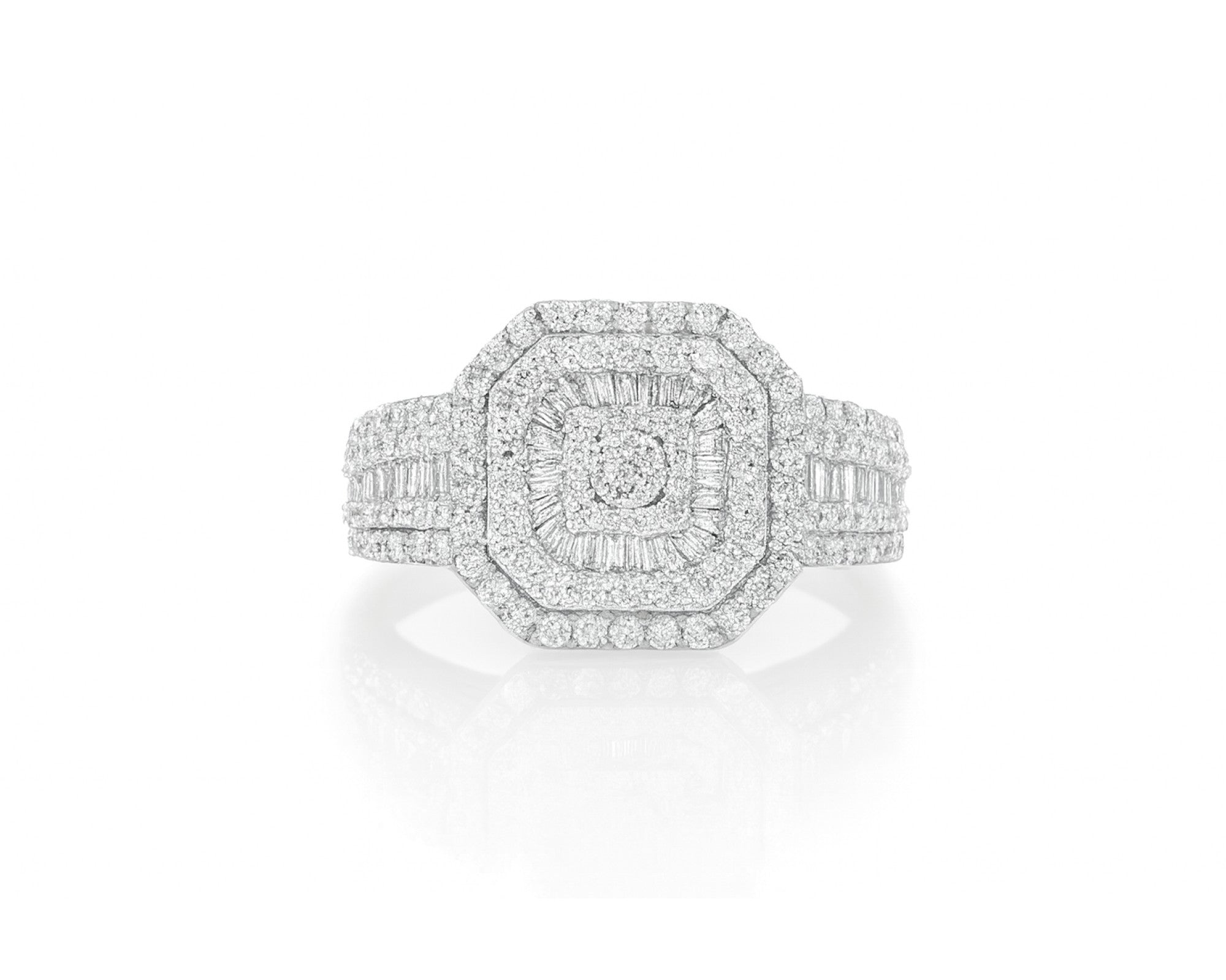 10K Two-Tone Gold Men's Octagon Ring with Baguette Accents 1.35ct – lifestyle 1230