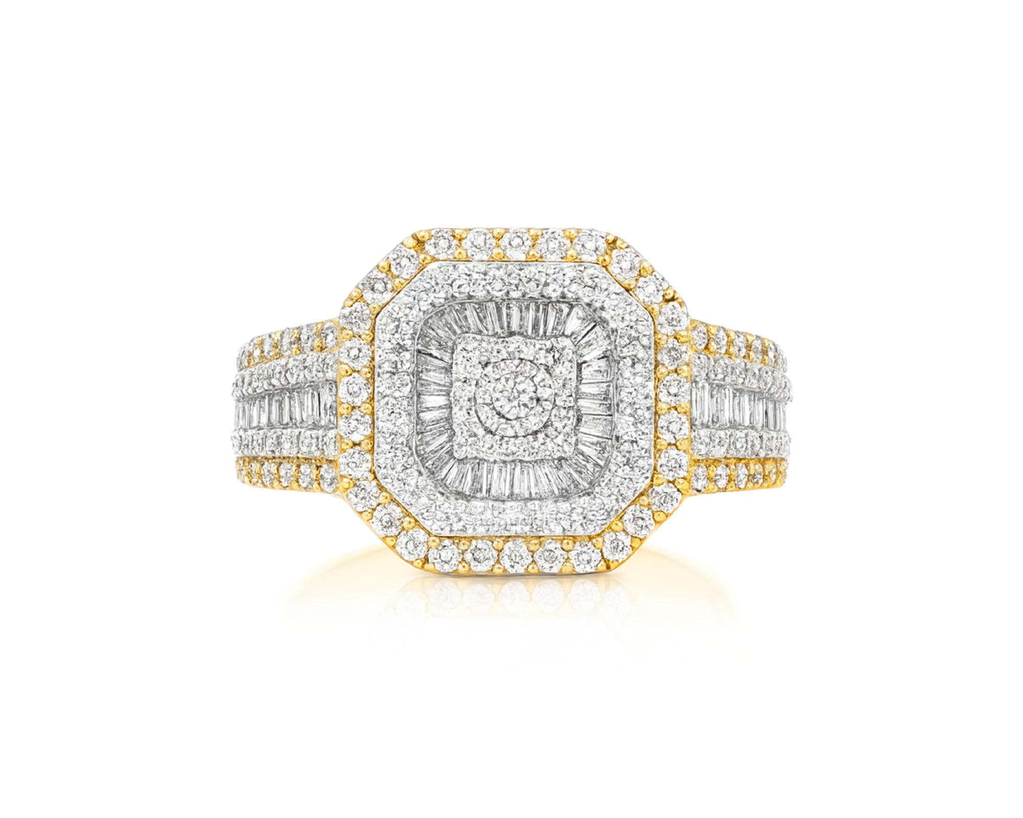 10K Two-Tone Gold Men's Octagon Ring with Baguette Accents 1.35ct – lifestyle 1420