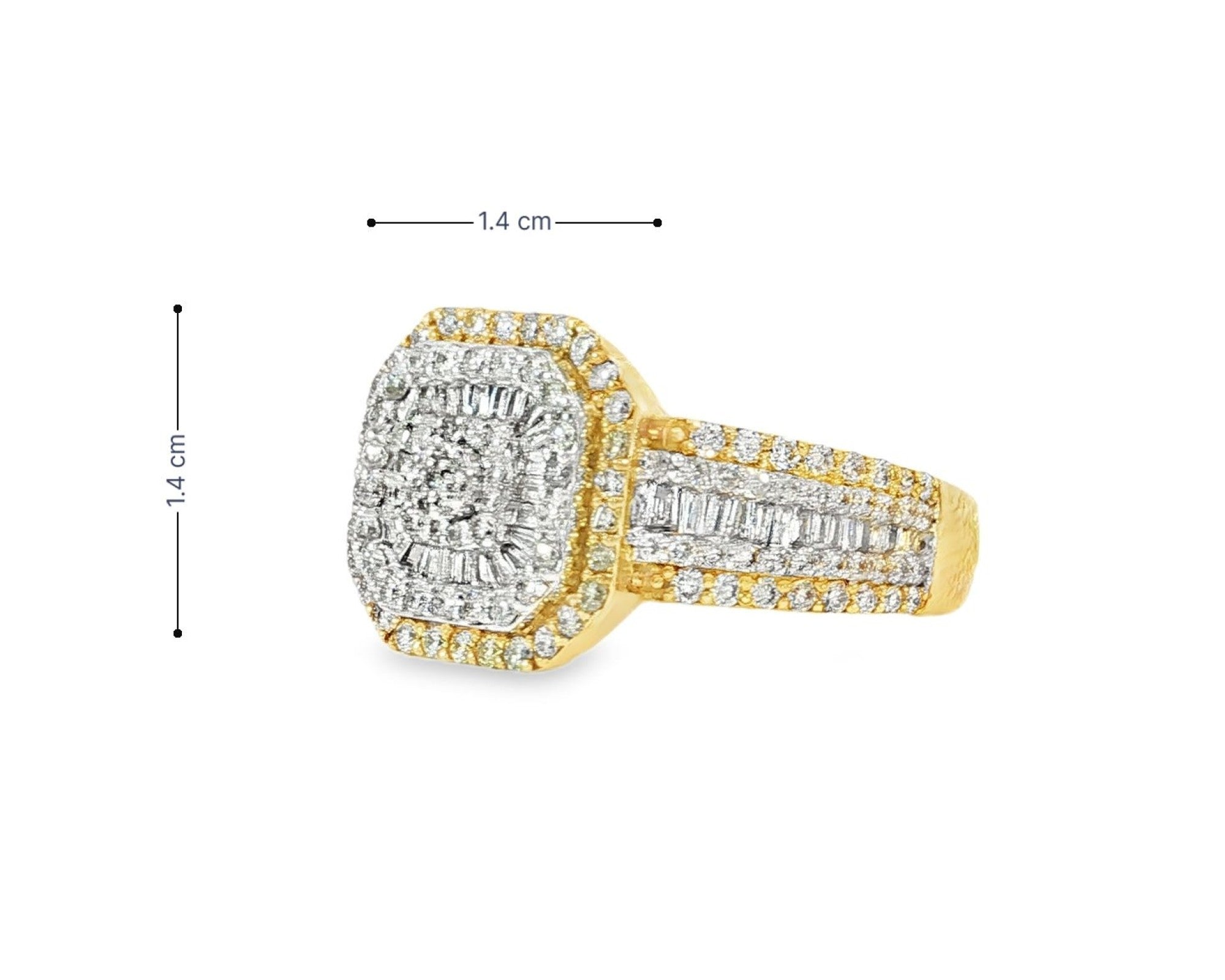 10K Two-Tone Gold Men's Octagon Ring with Baguette Accents 1.35ct – view 6
