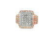 10K Two-Tone Gold Rectangle Diamond Ring for Men with Round Cut 2.95ct