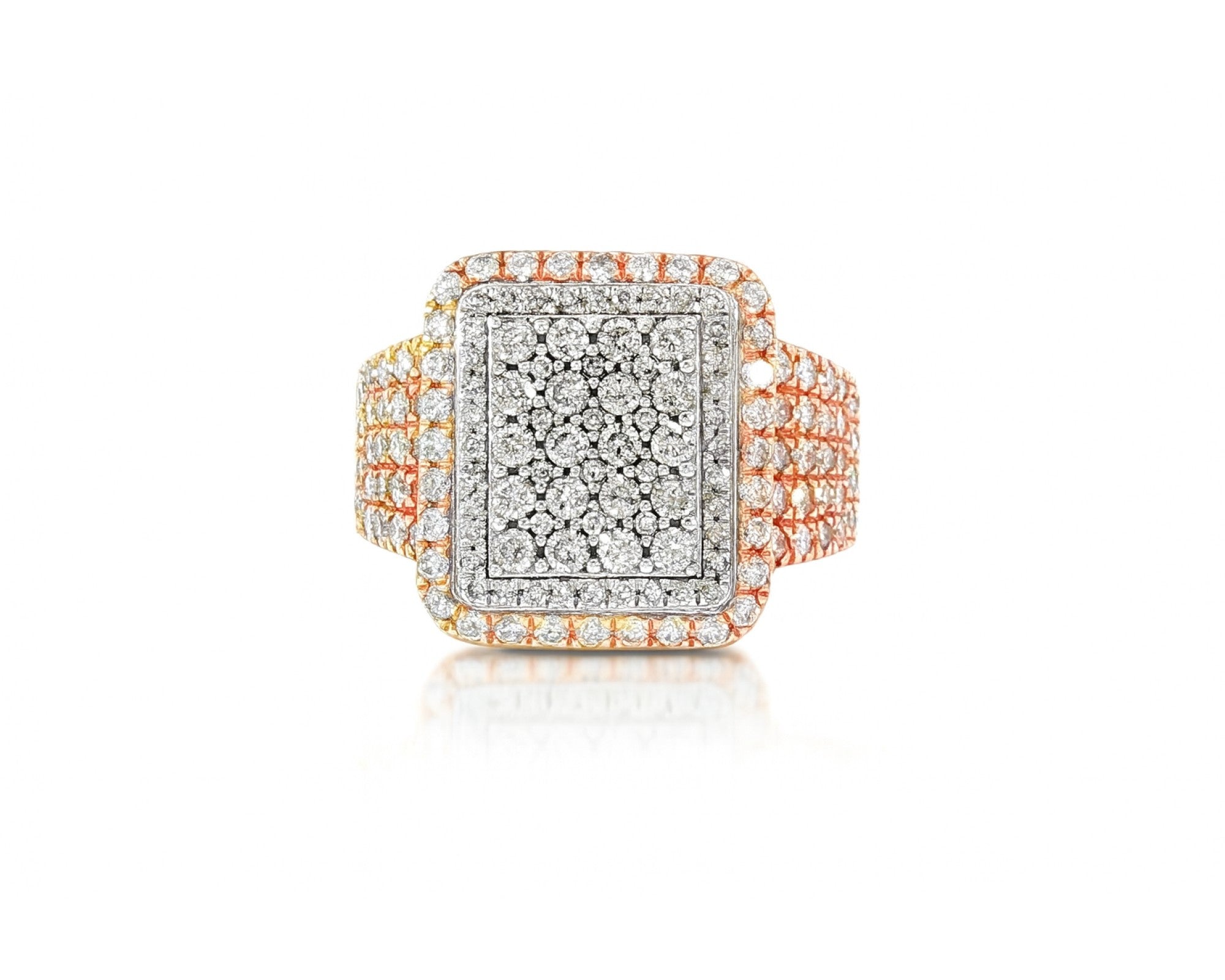 10K Two-Tone Gold Rectangle Diamond Ring for Men with Round Cut 2.95ct – lifestyle 1096