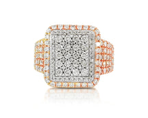 10K Two-Tone Gold Rectangle Diamond Ring for Men with Round Cut 2.95ct