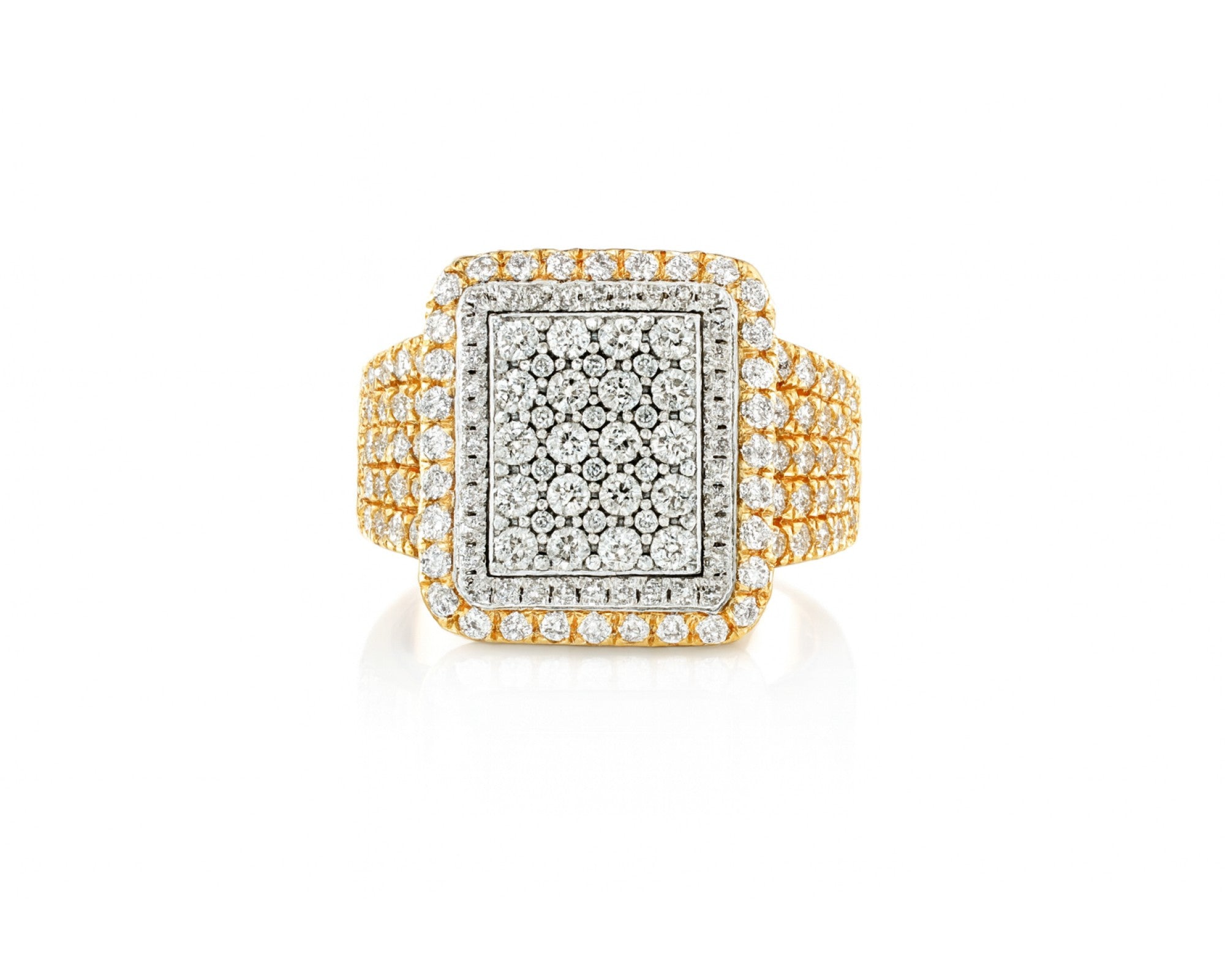 10K Two-Tone Gold Rectangle Diamond Ring for Men with Round Cut 2.95ct – lifestyle 1098