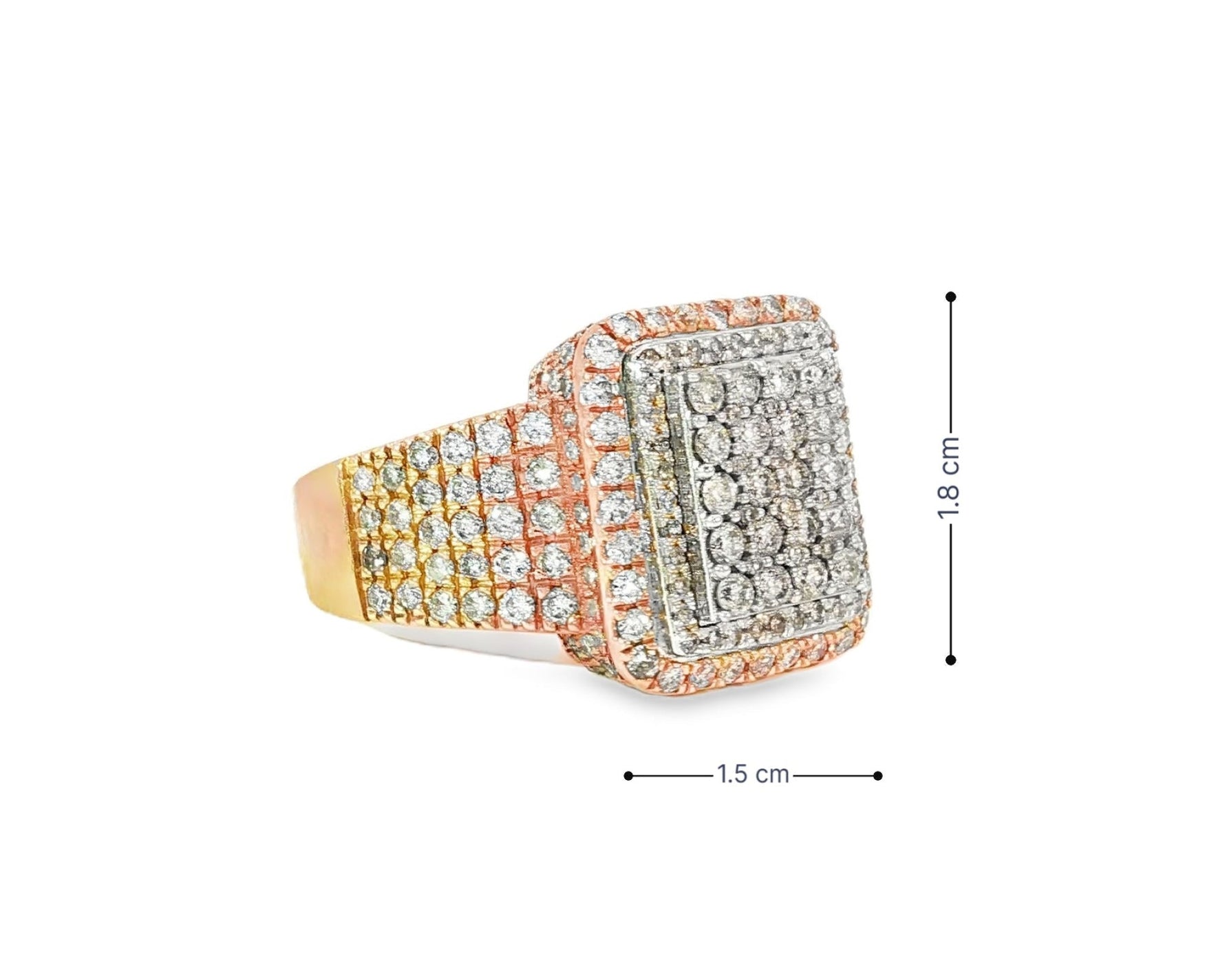 10K Two-Tone Gold Rectangle Diamond Ring for Men with Round Cut 2.95ct – view 6