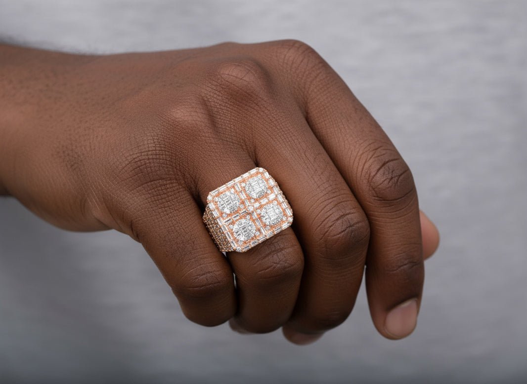 10k Two - Tone Gold Ring with Four Circle Diamond Clusters 2.50ct - AVI THE JEWELER