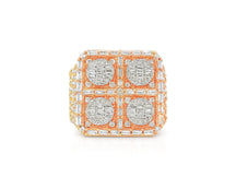 10k Two-Tone Gold Ring with Four Circle Diamond Clusters 2.50ct