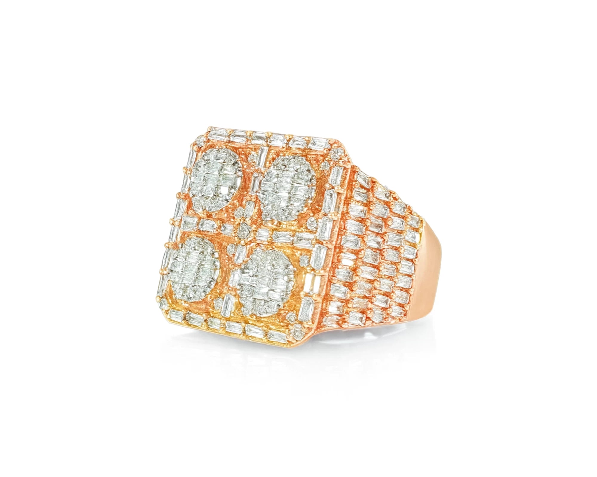 10k Two-Tone Gold Ring with Four Circle Diamond Clusters 2.50ct – lifestyle 369