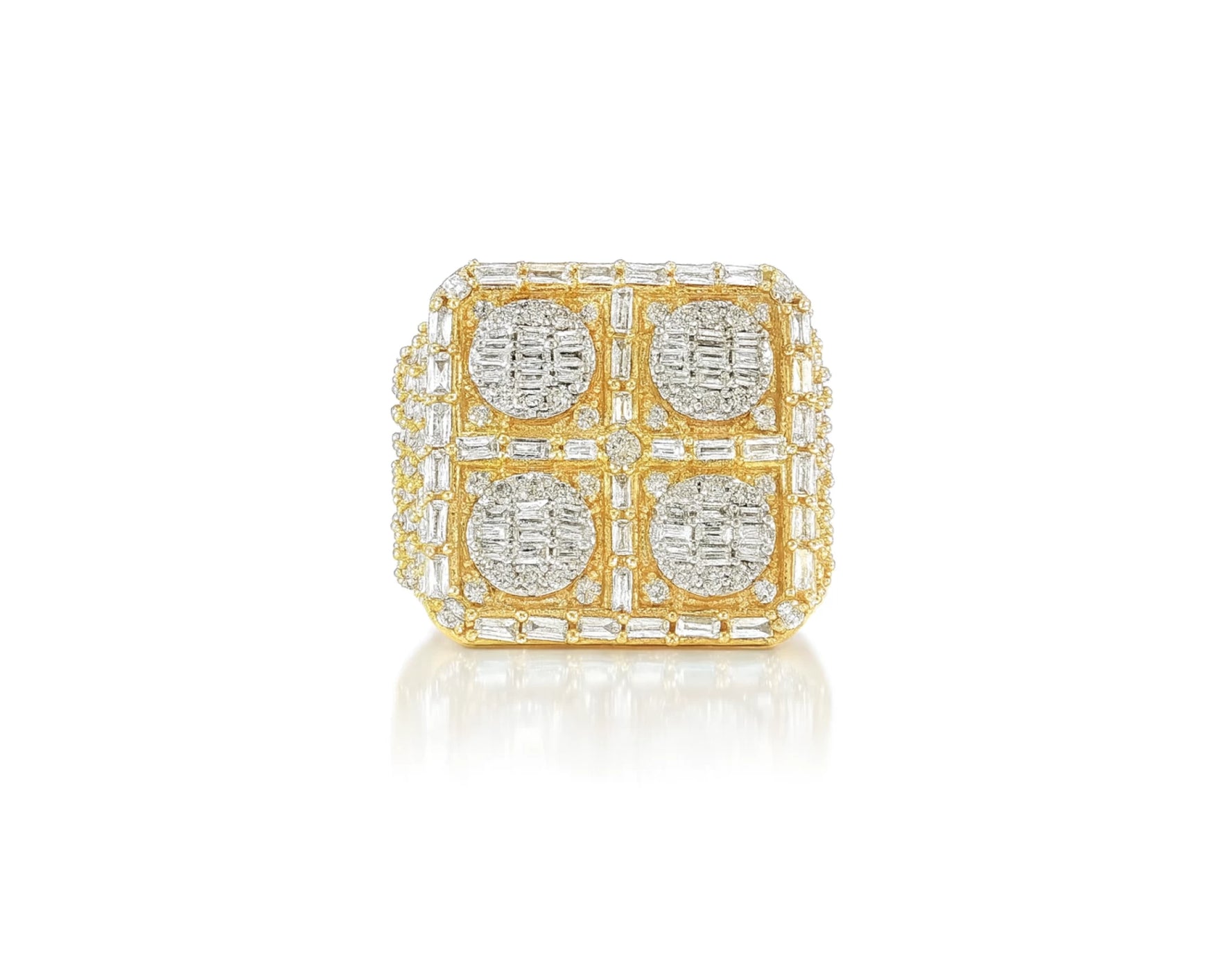 10k Two-Tone Gold Ring with Four Circle Diamond Clusters 2.50ct – lifestyle 370