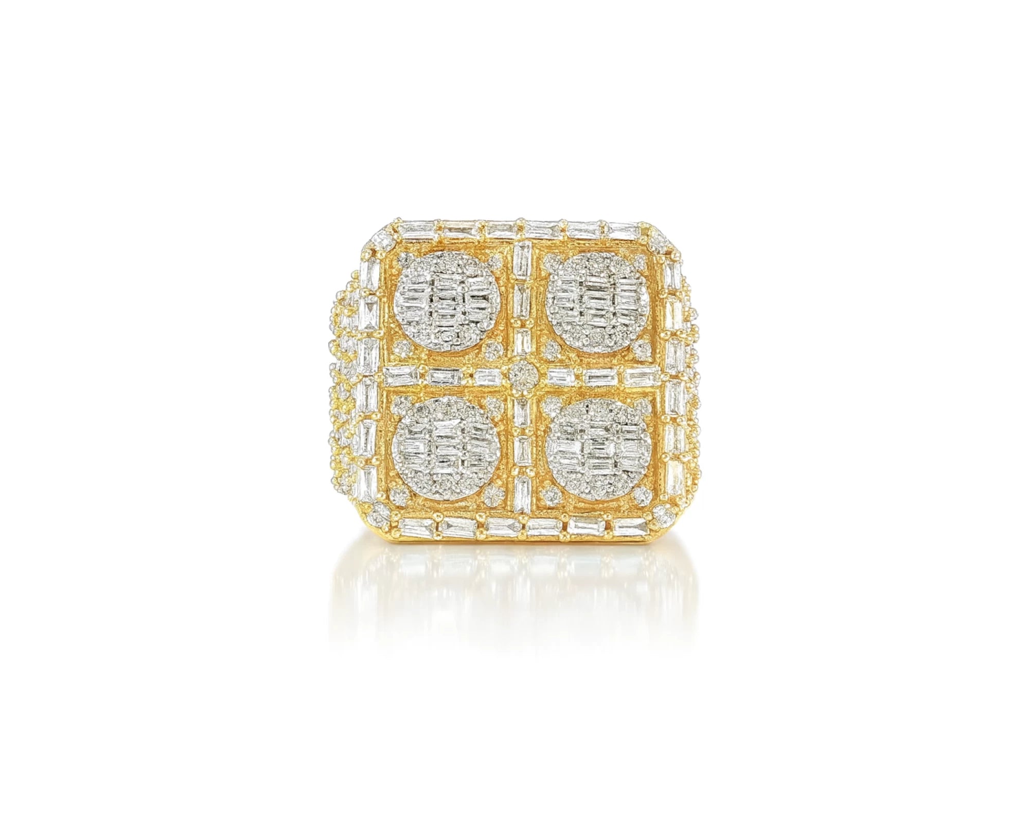 10k Two-Tone Gold Ring with Four Circle Diamond Clusters 2.50ct – lifestyle 370