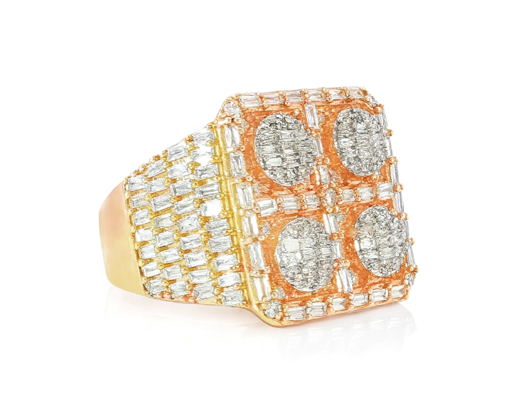 10k Two-Tone Gold Ring with Four Circle Diamond Clusters 2.50ct – lifestyle 372