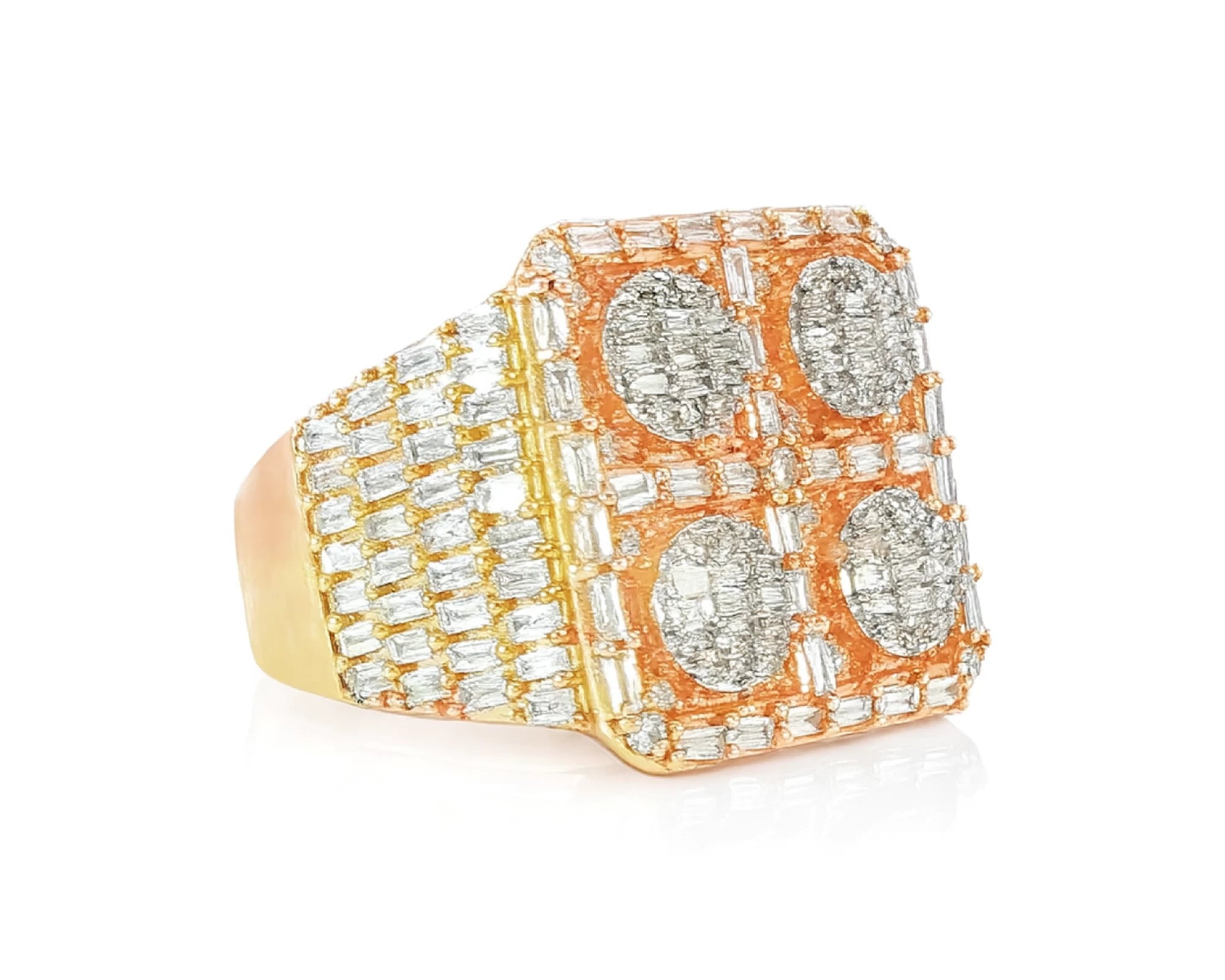 10k Two-Tone Gold Ring with Four Circle Diamond Clusters 2.50ct – lifestyle 372