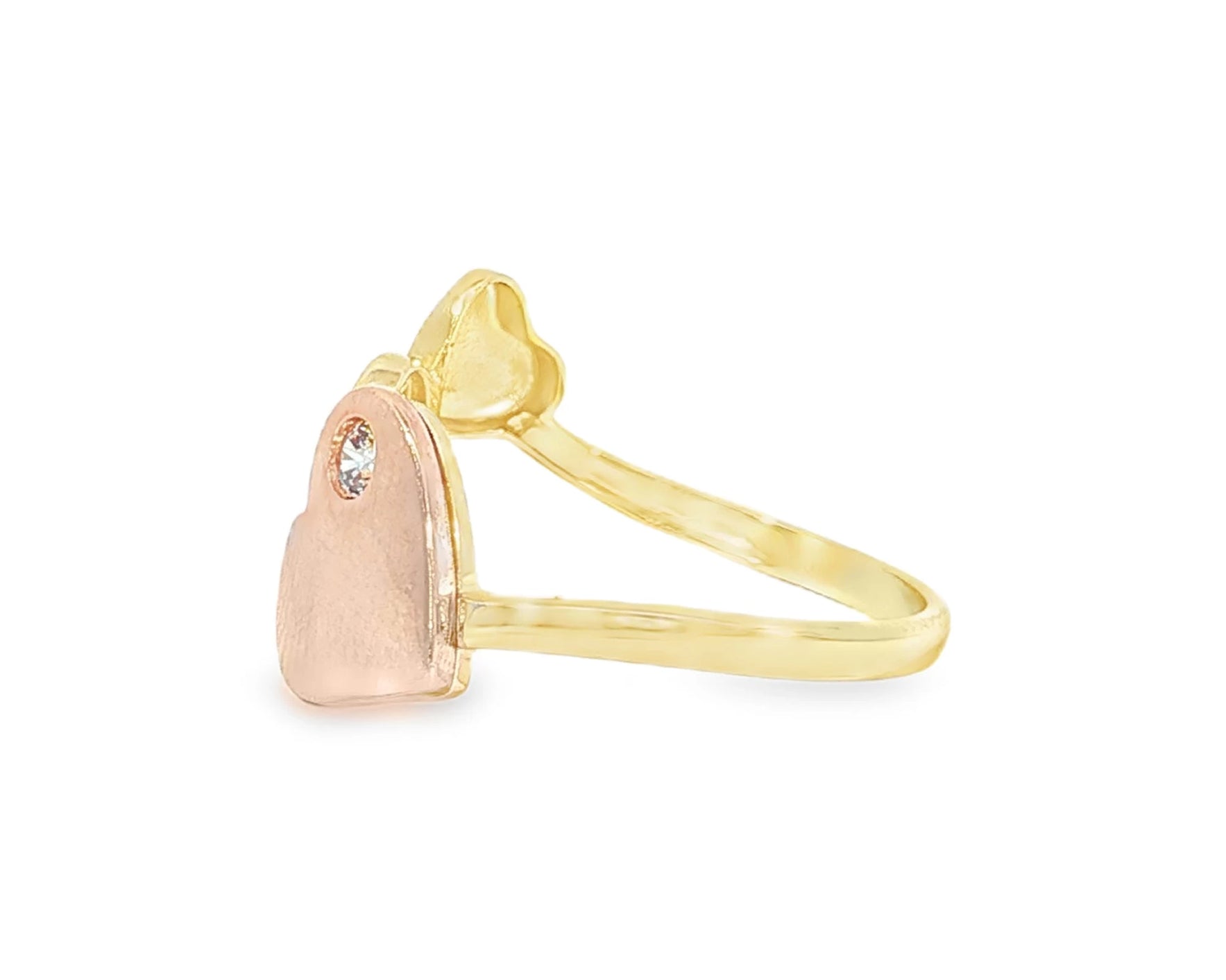 10K Two-Tone Gold Three Heart Ring with Zirconia Accents – lifestyle 2915