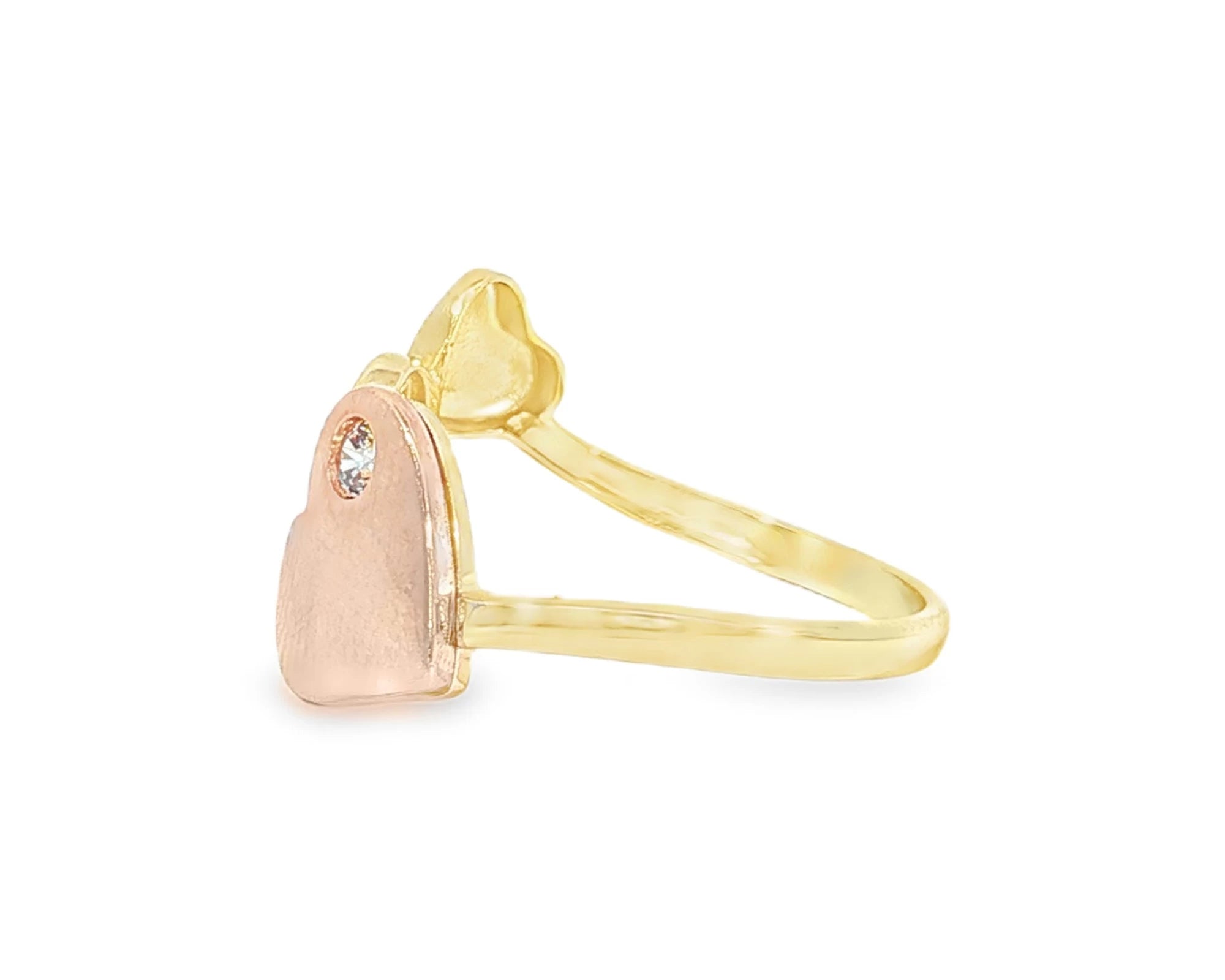 10K Two-Tone Gold Three Heart Ring with Zirconia Accents – lifestyle 2915
