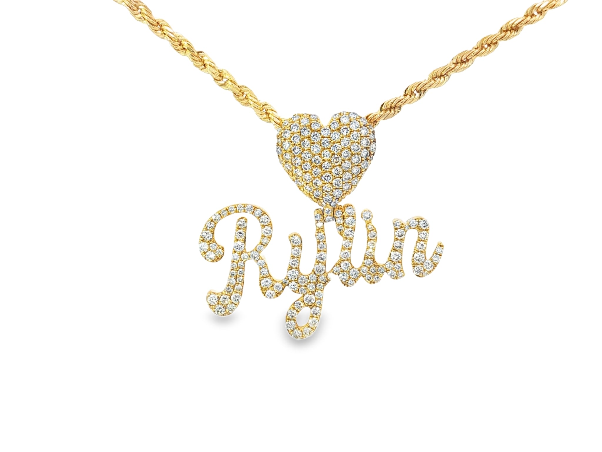 10K Custom Nameplate Lab-Grown Diamond Pendant – One Layer, 1.5 CT