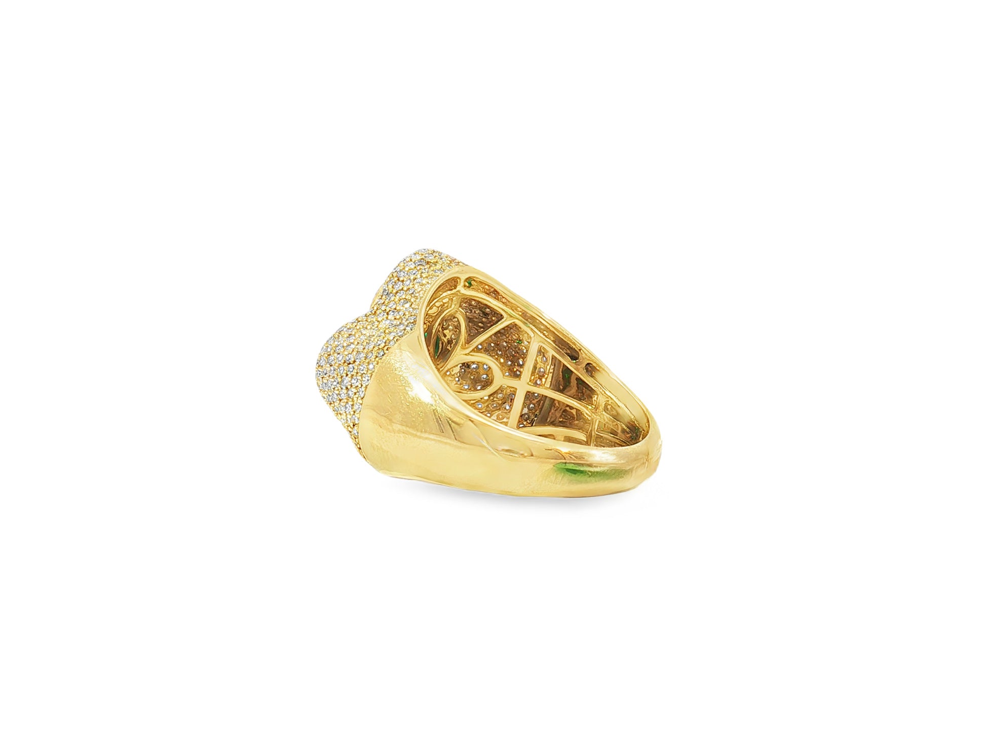 10k Gold Diamond Clover Ring with Pavé Design 2.15 CT