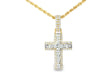 10k Gold Diamond Cross Pendant with Baguette Core 1.30ct