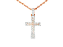 10k Gold Diamond Cross Pendant with Round Brilliant Pavé Design 0.95ct