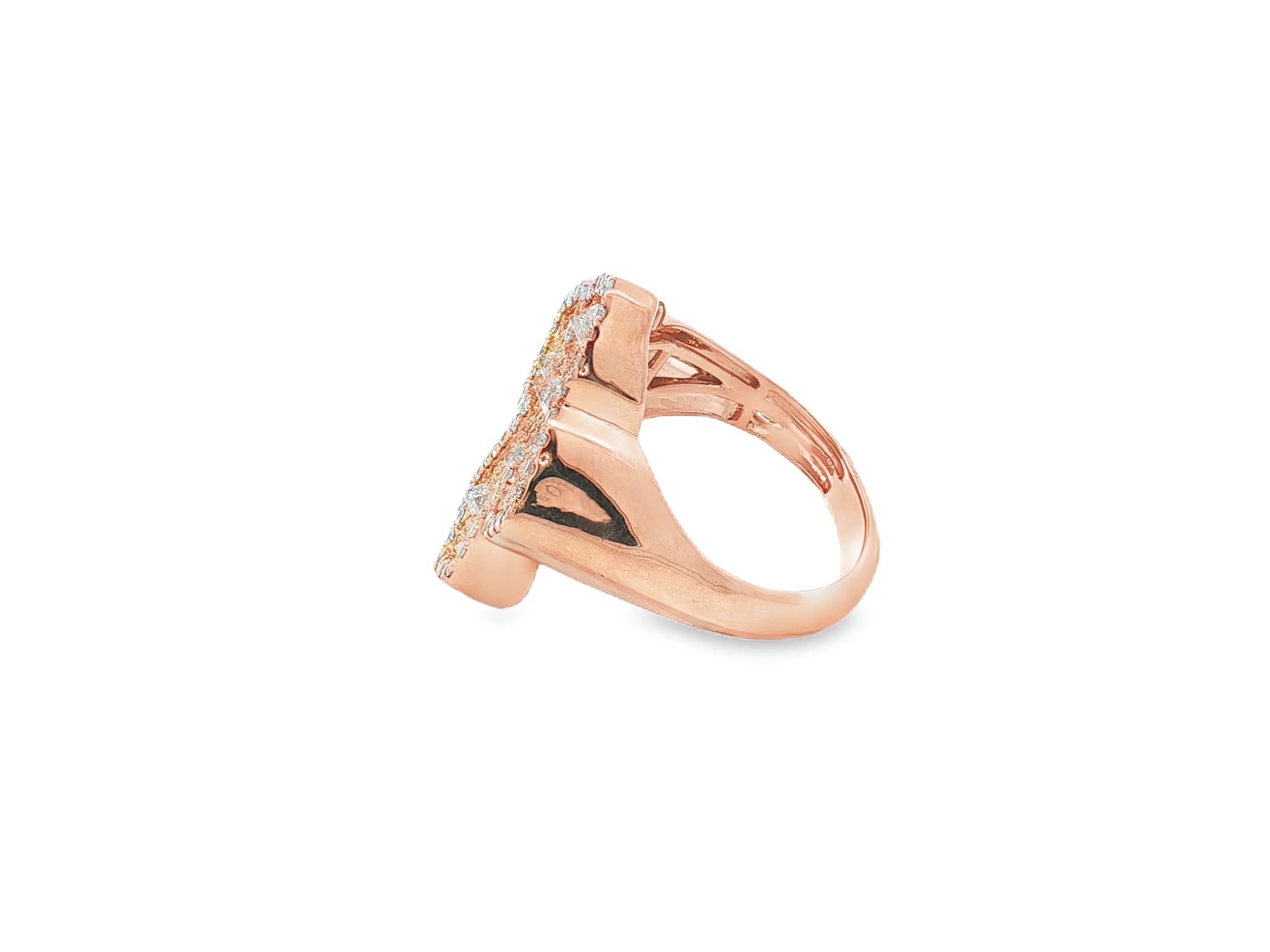 10k Gold Diamond Crucifix Ring with Pavé Round Accents 2.25ct