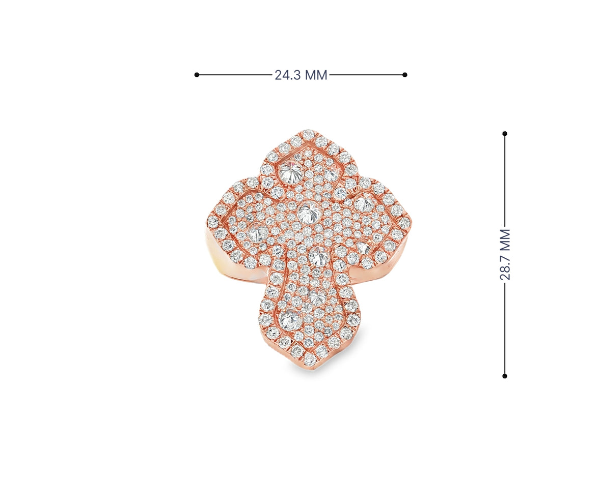 10k Gold Diamond Crucifix Ring with Pavé Round Accents 2.25ct