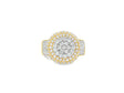 10k Gold Diamond Cushion Halo Cluster Ring with Pave Sides 1.70ct