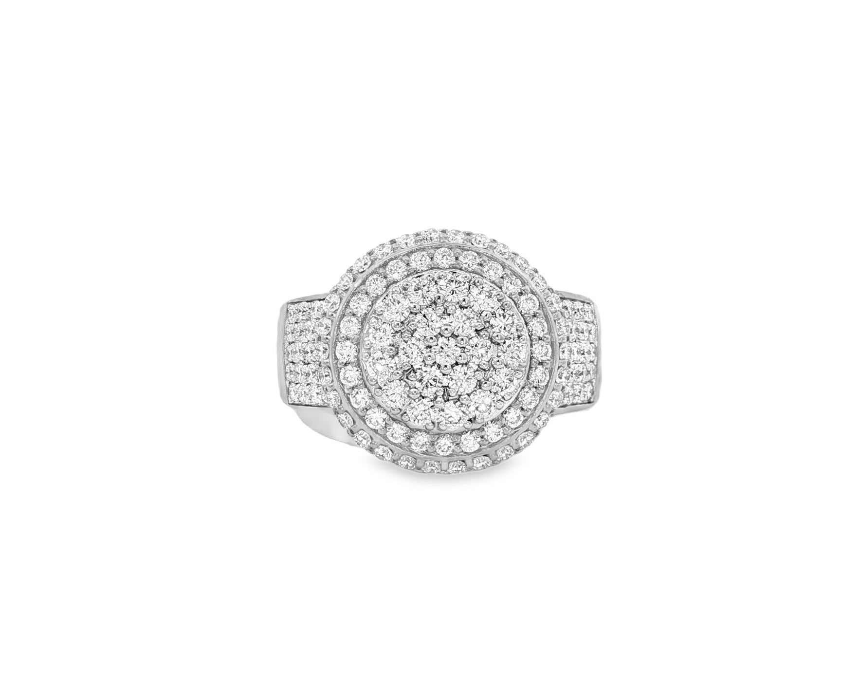 10k Gold Diamond Cushion Halo Cluster Ring with Pave Sides 1.70ct