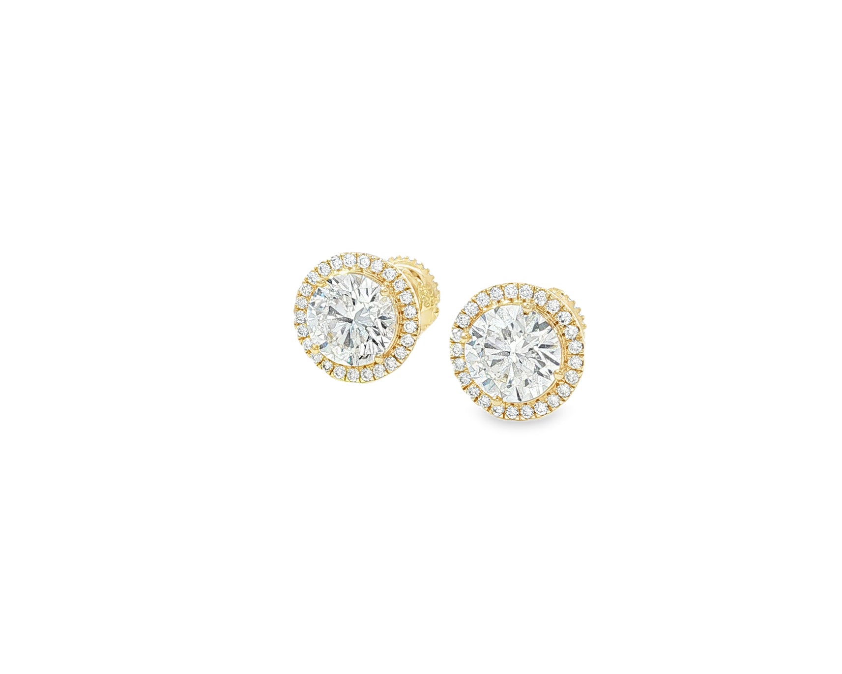 10K Gold Diamond Round Halo Stud Earrings  [0.93ct – 2.32 CT]
