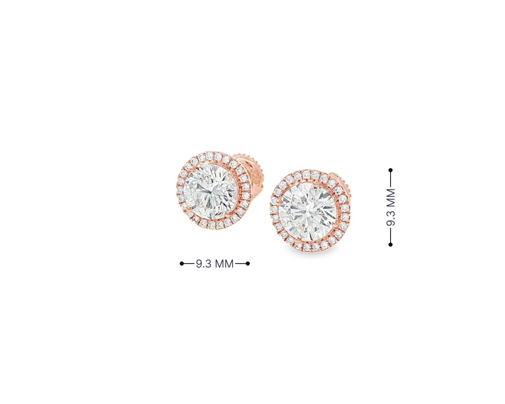 10K Gold Diamond Round Halo Stud Earrings  [0.93ct – 2.32 CT]