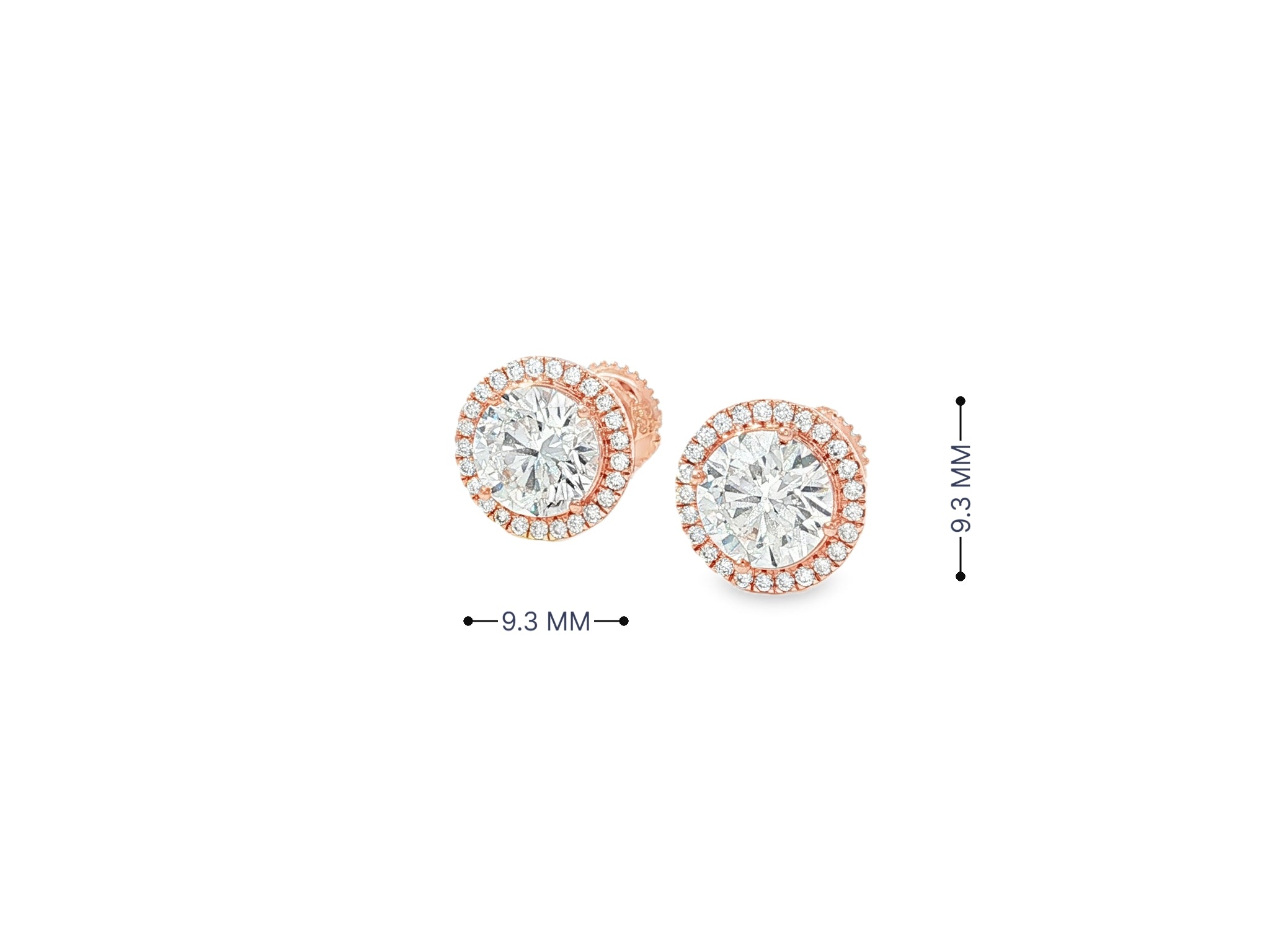 10K Gold Diamond Round Halo Stud Earrings  [0.93ct – 2.32 CT]