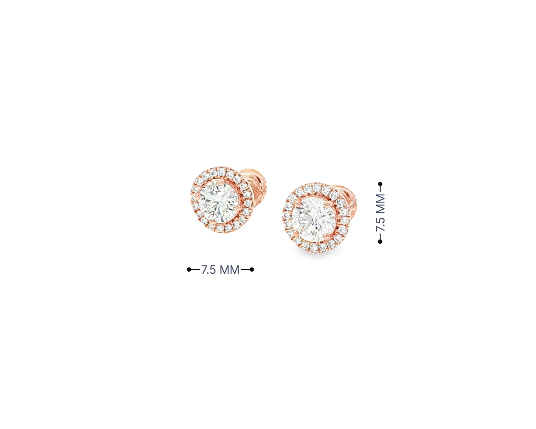 10K Gold Diamond Round Halo Stud Earrings  [0.93ct – 2.32 CT]