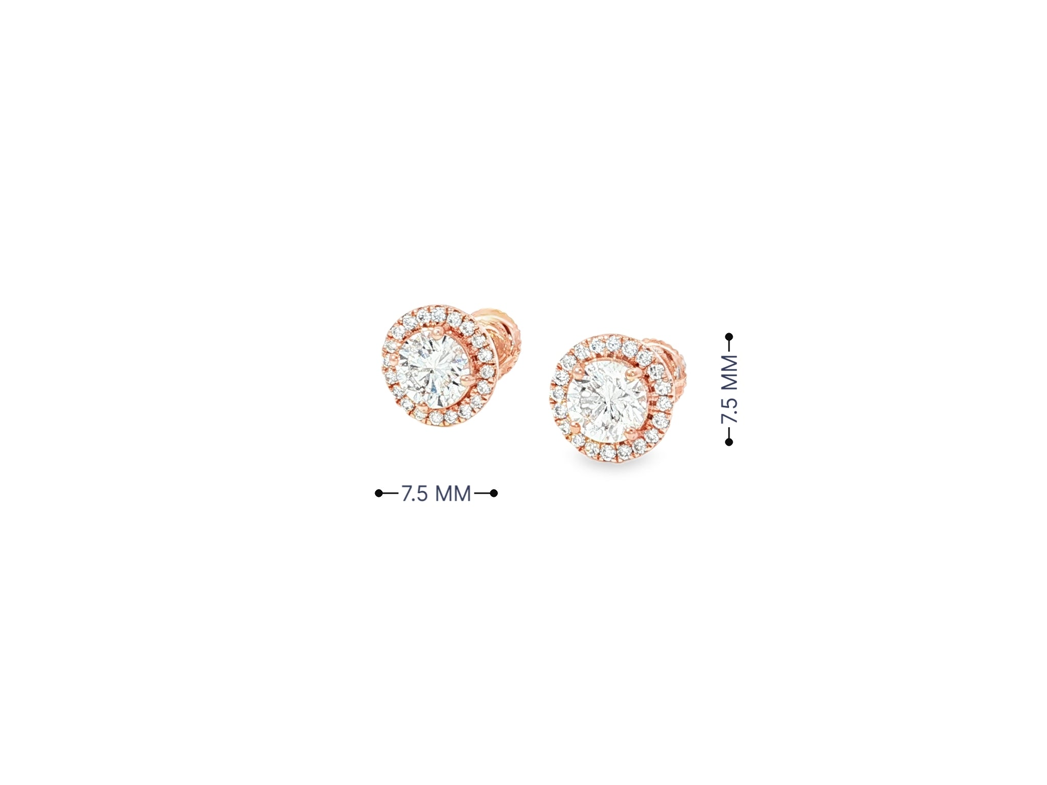 10K Gold Diamond Round Halo Stud Earrings  [0.93ct – 2.32 CT]