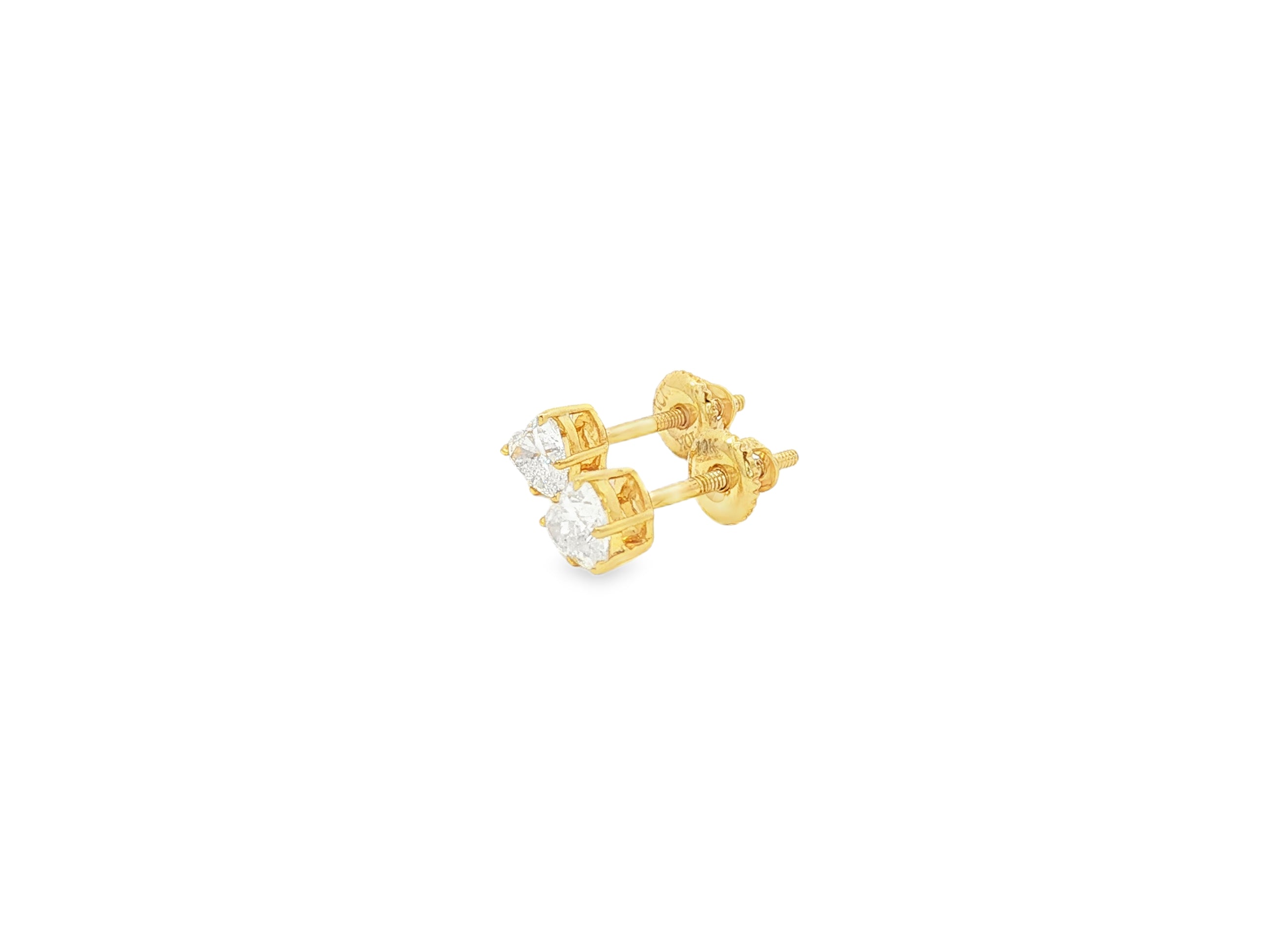 10k Gold Diamond Heart-Shaped Stud Earrings 0.50 CT