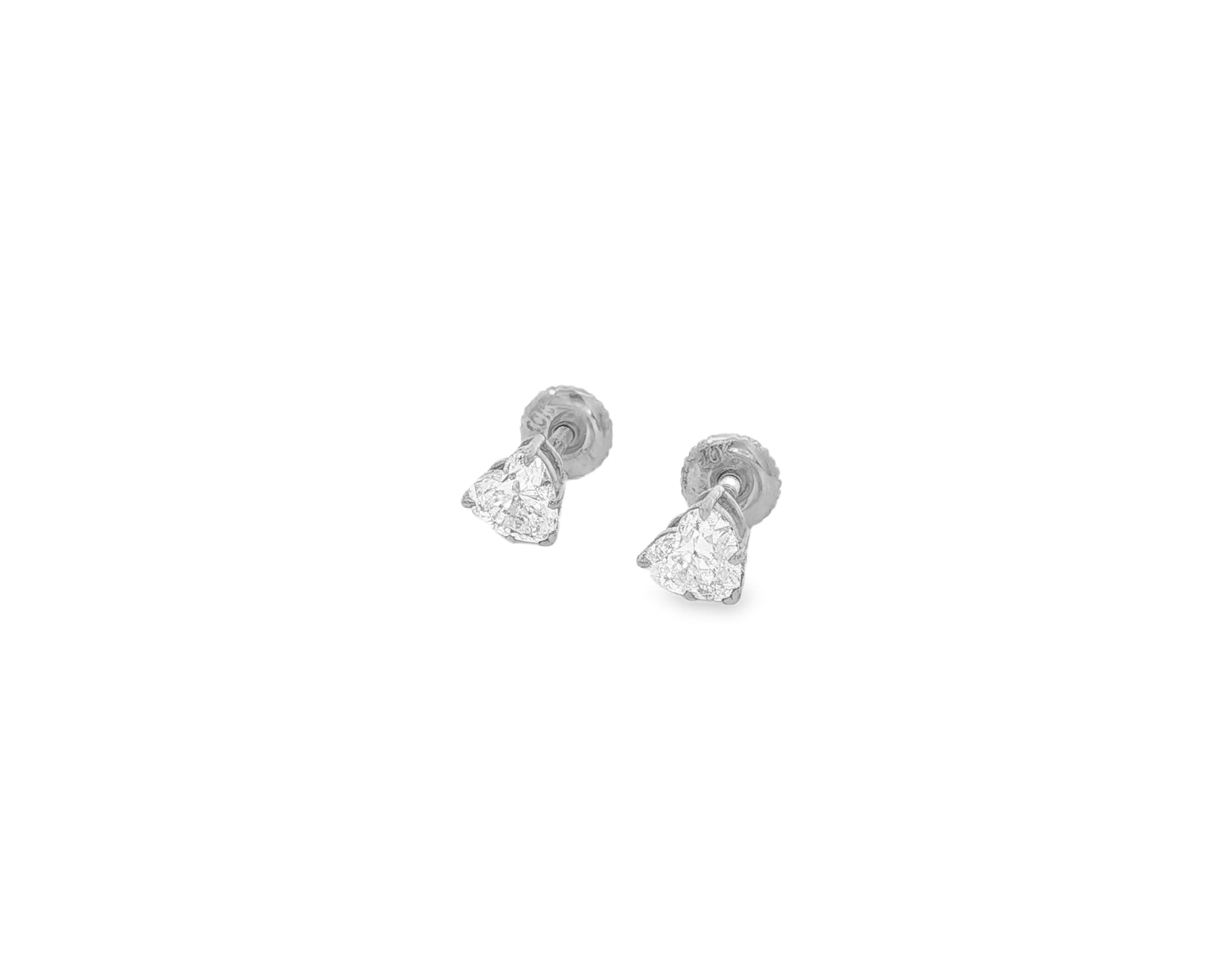 10k Gold Diamond Heart-Shaped Stud Earrings 0.50 CT
