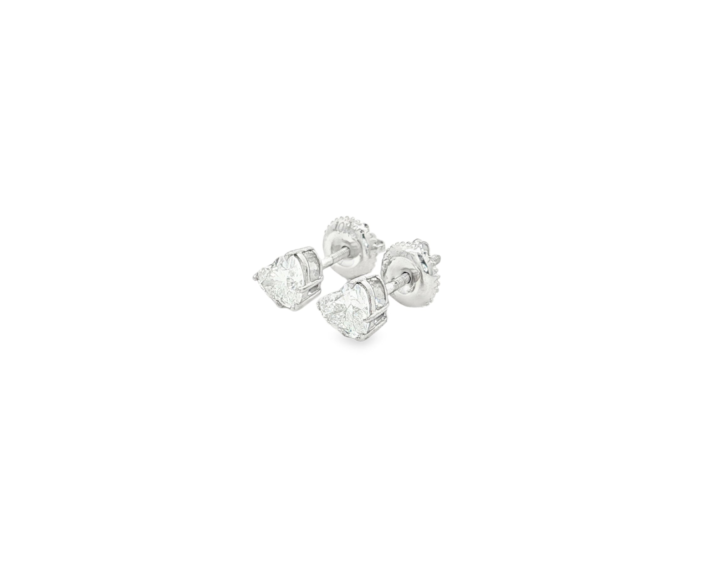 10k Gold Diamond Heart-Shaped Stud Earrings 1.0 CT