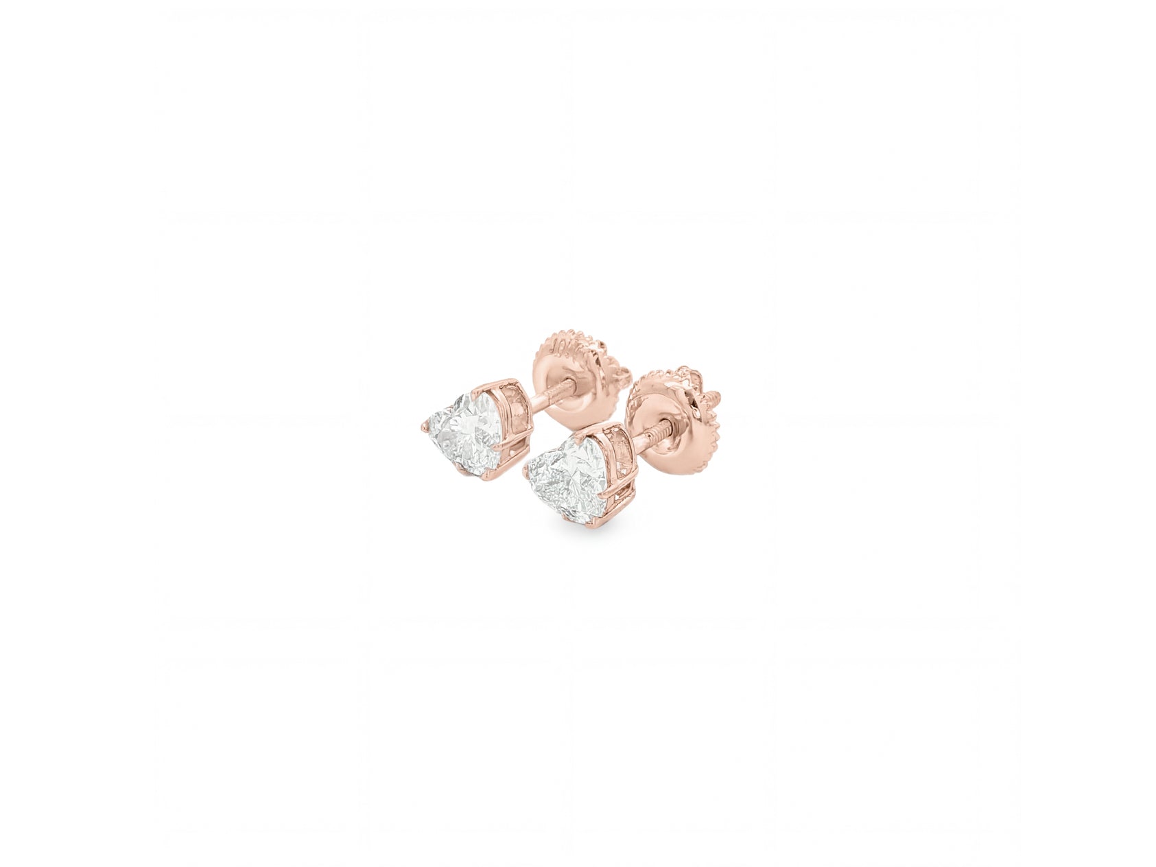 10k Gold Diamond Heart-Shaped Stud Earrings 1.0 CT