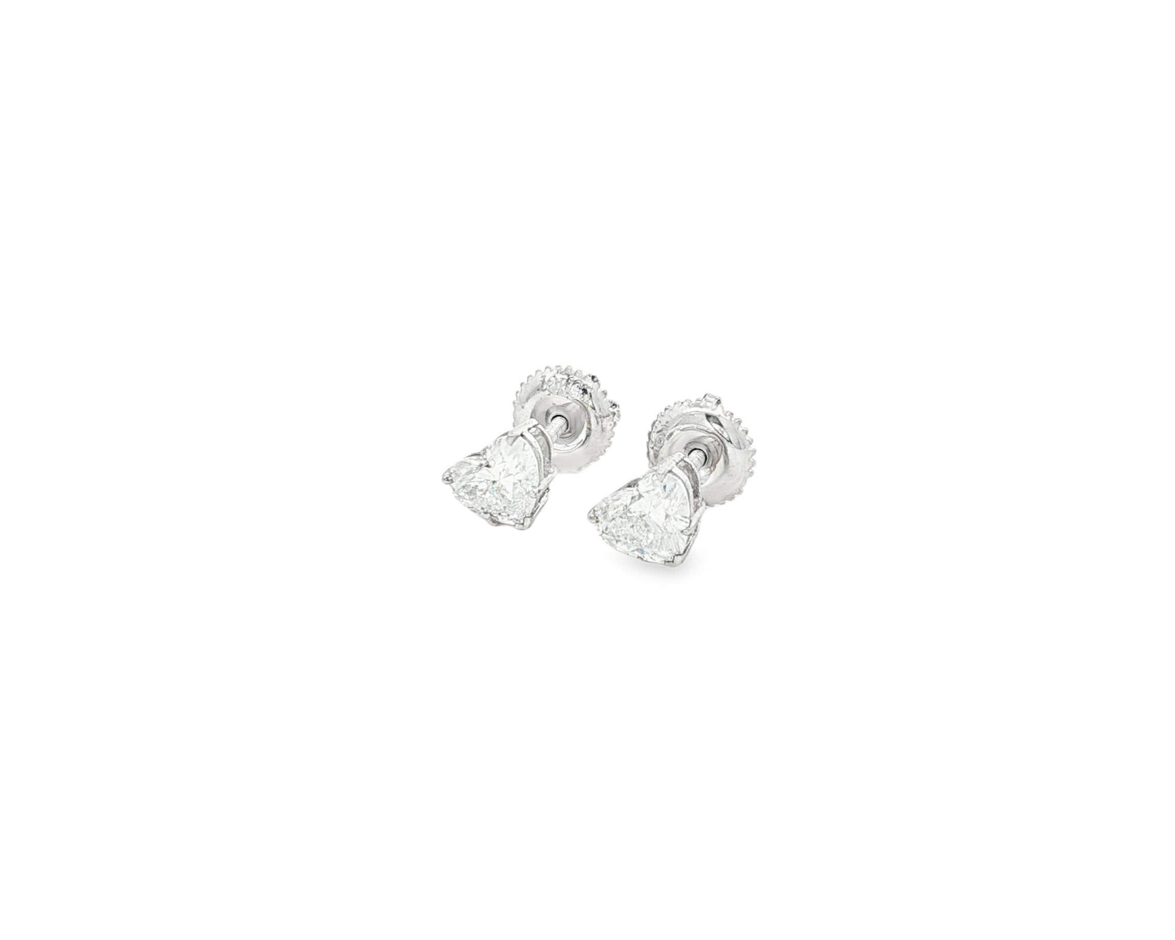 10k Gold Diamond Heart-Shaped Stud Earrings 1.0 CT
