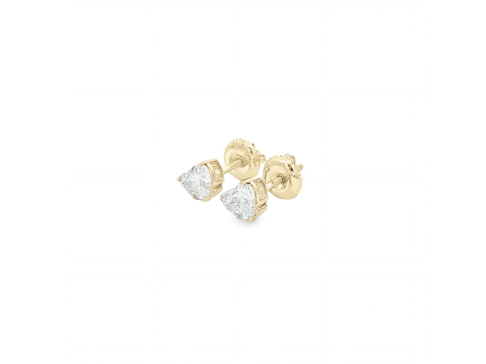 10k Gold Diamond Heart-Shaped Stud Earrings 1.0 CT
