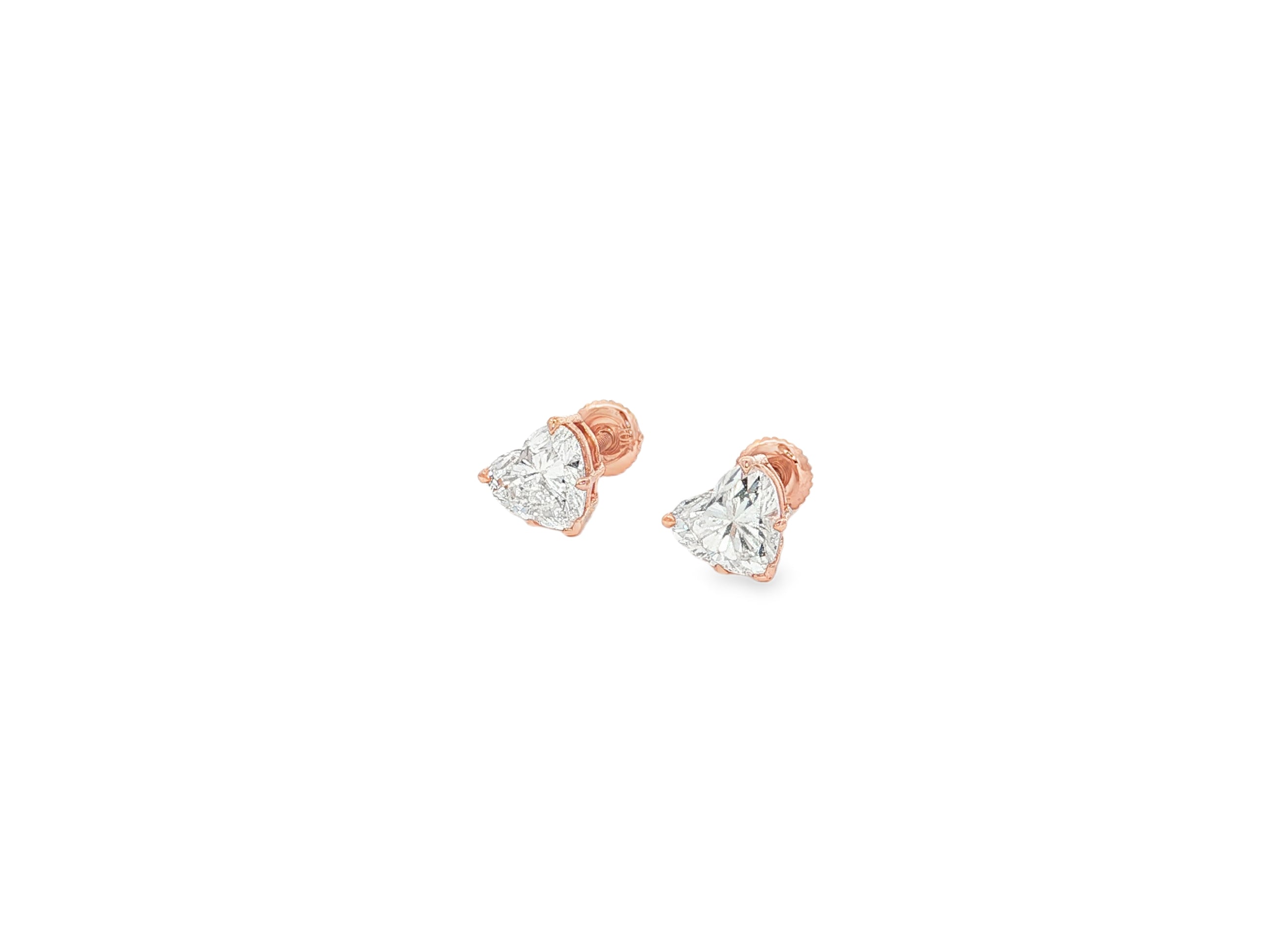 10k Gold Diamond Heart-Shaped Stud Earrings 1.50ct