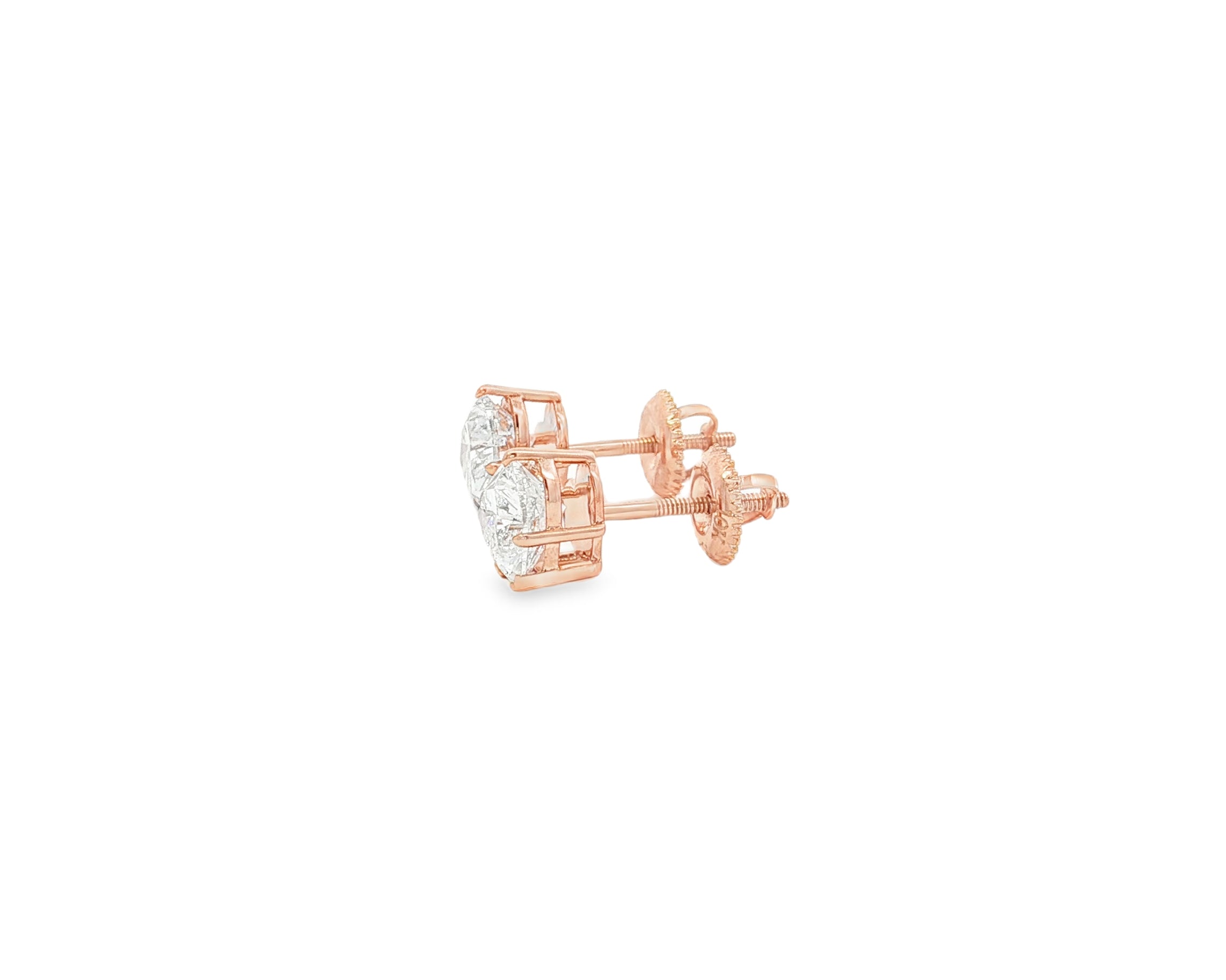 10k Gold Diamond Heart-Shaped Stud Earrings 2.0 CT