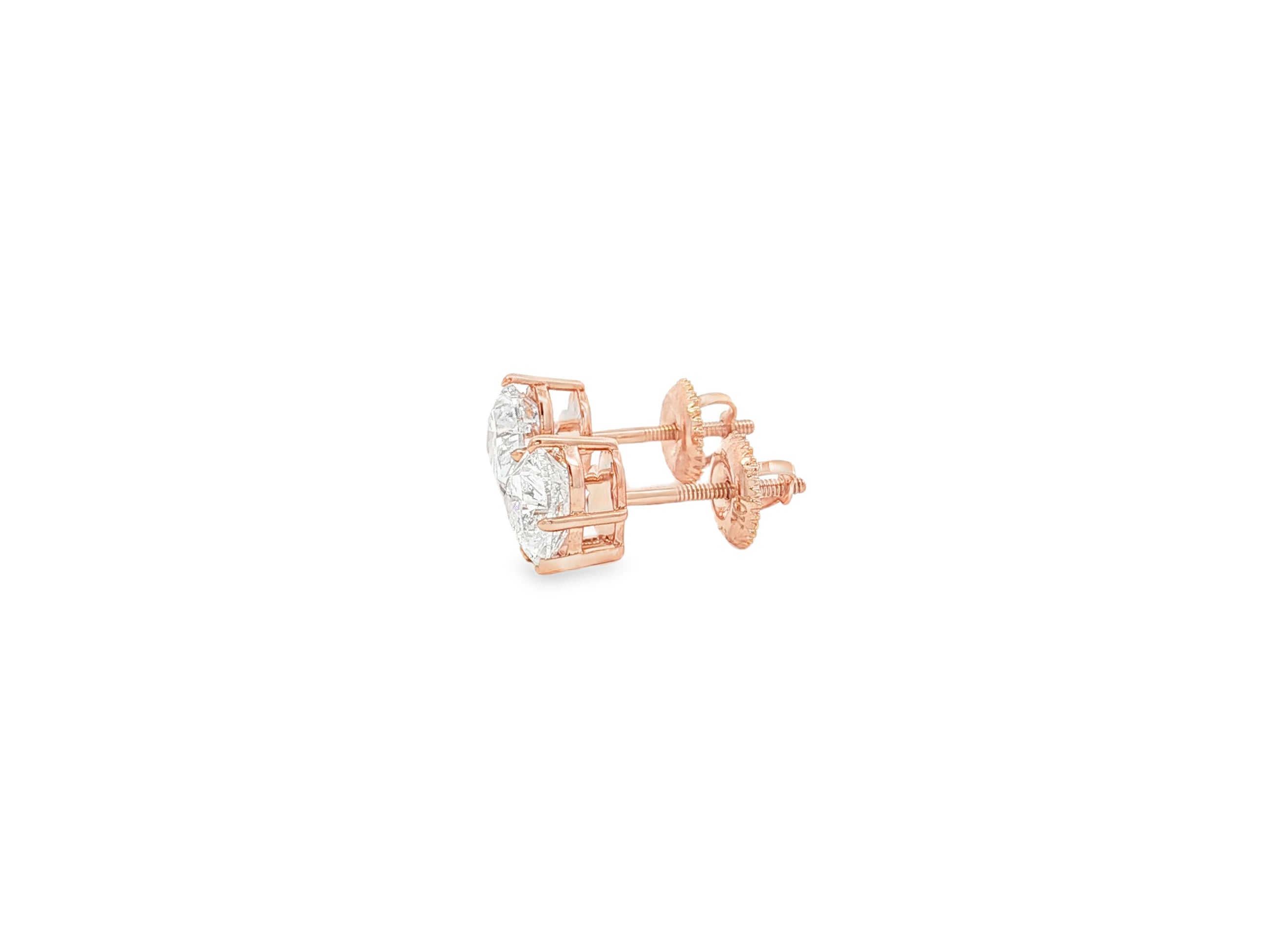 10k Gold Diamond Heart-Shaped Stud Earrings 2.0 CT
