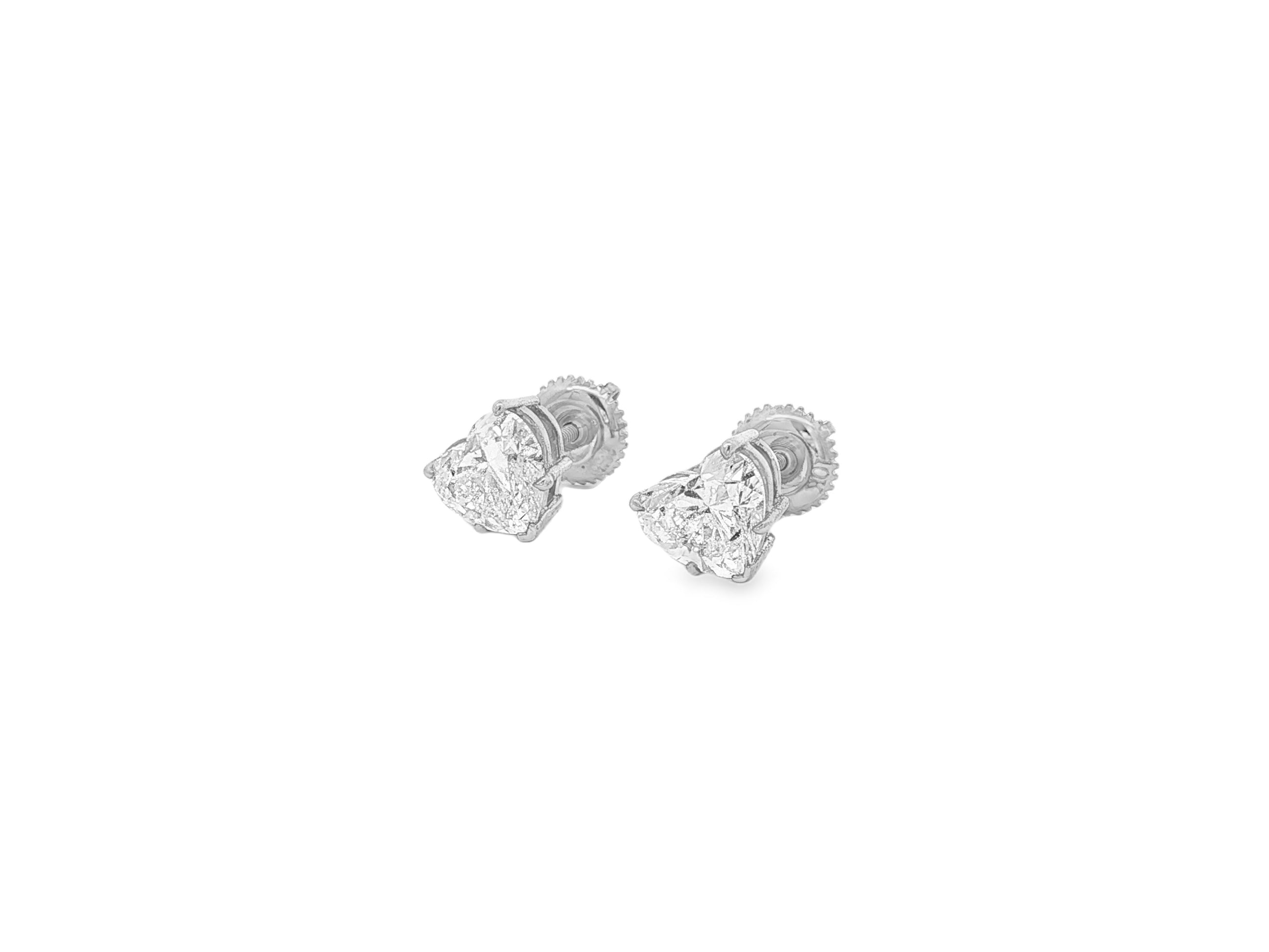 10k Gold Diamond Heart-Shaped Stud Earrings 2.0 CT