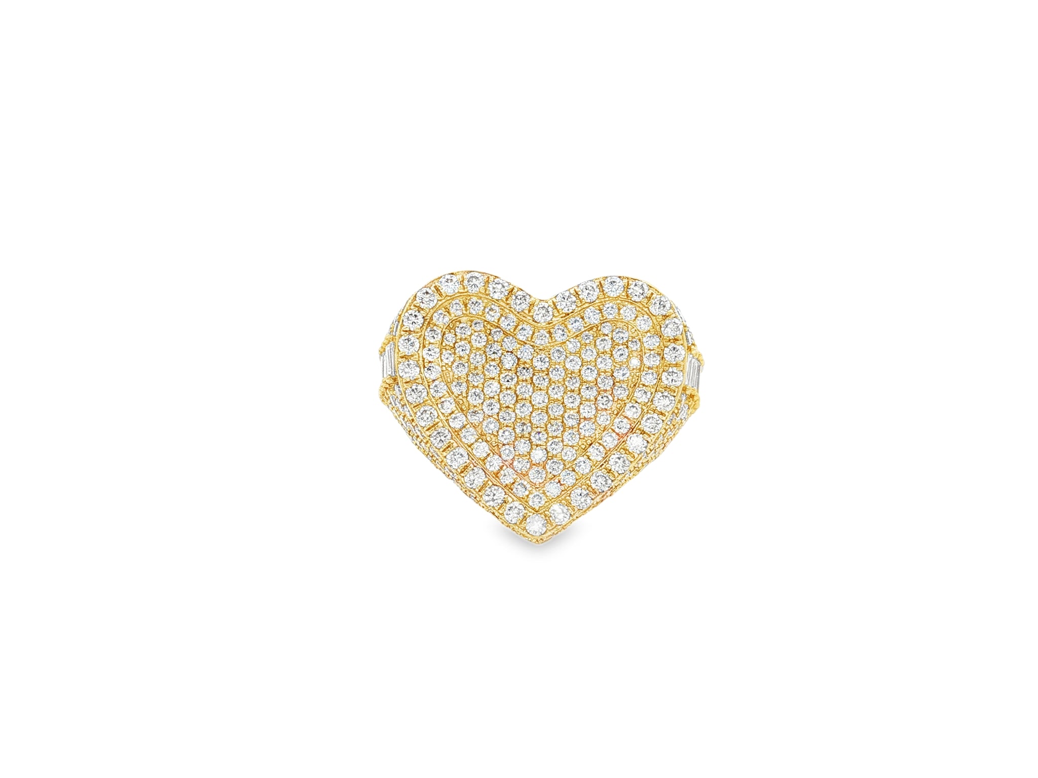 10k Gold Diamond Heart Ring with Pavé Round Accents 2.18ct