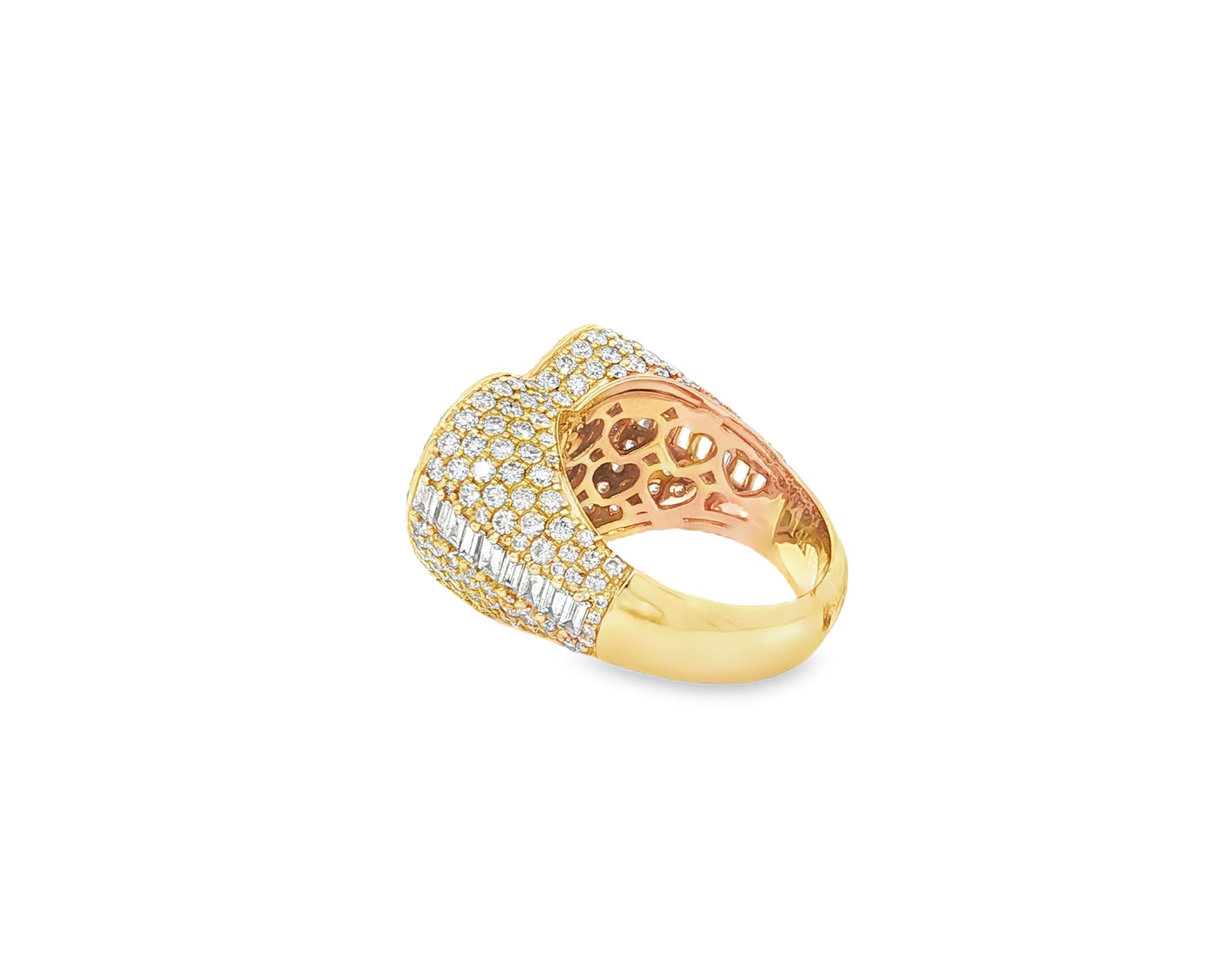 10k Gold Diamond Heart Ring with Pavé Round Accents 2.18ct
