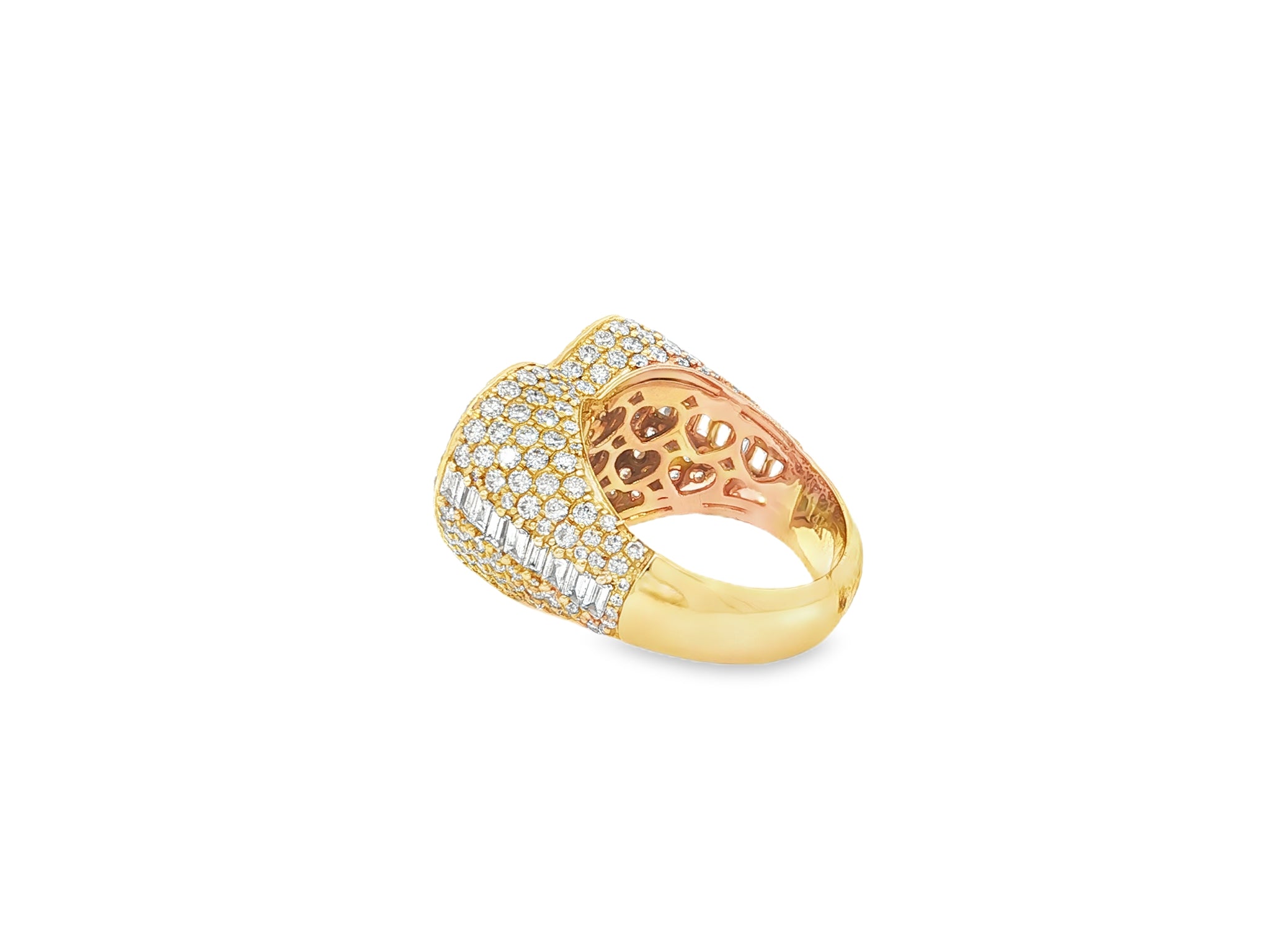 10k Gold Diamond Heart Ring with Pavé Round Accents 2.18ct