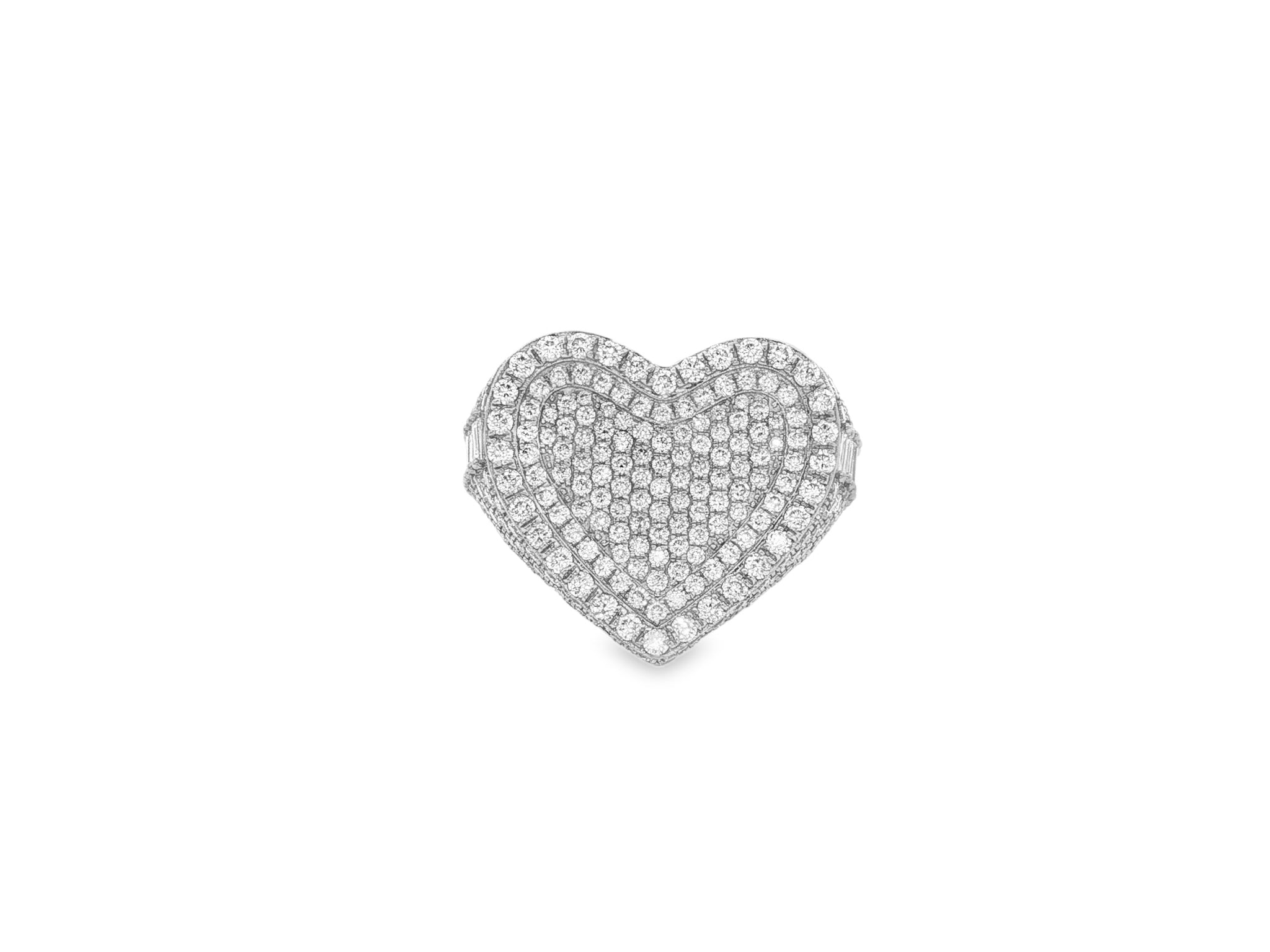 10k Gold Diamond Heart Ring with Pavé Round Accents 2.18ct
