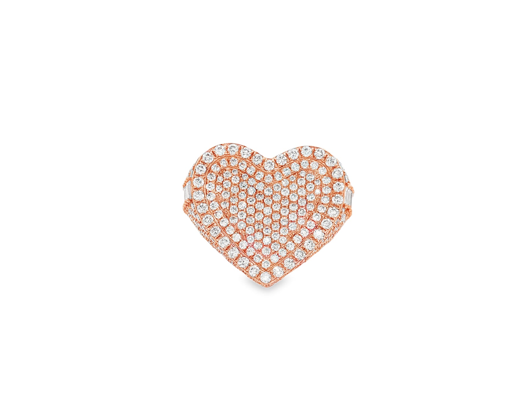 10k Gold Diamond Heart Ring with Pavé Round Accents 2.18ct
