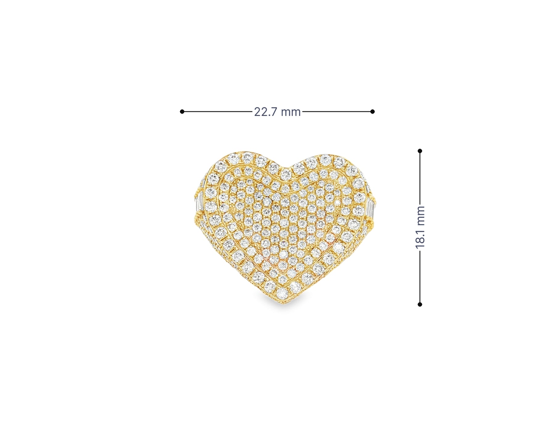 10k Gold Diamond Heart Ring with Pavé Round Accents 2.18ct