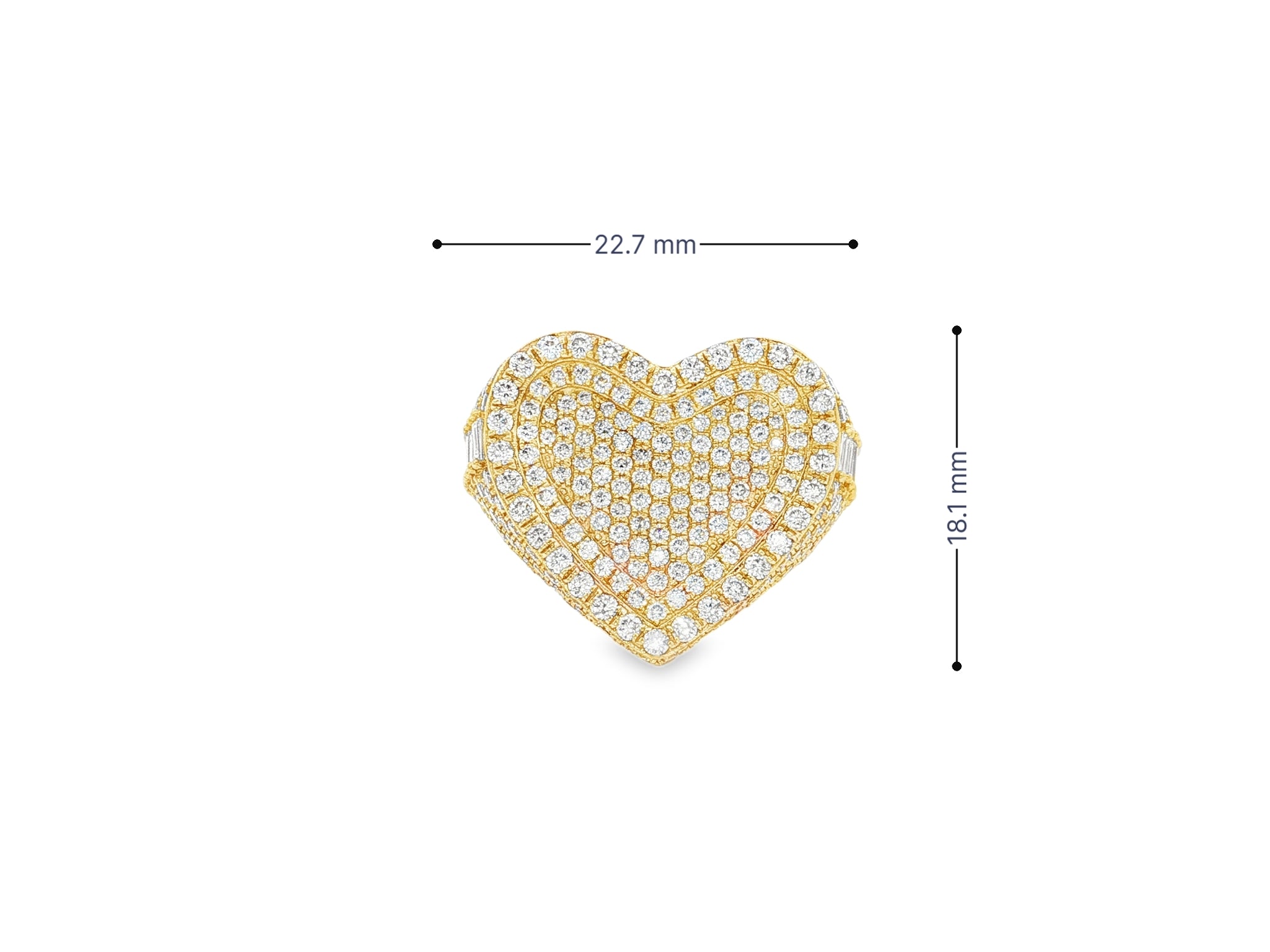 10k Gold Diamond Heart Ring with Pavé Round Accents 2.18ct