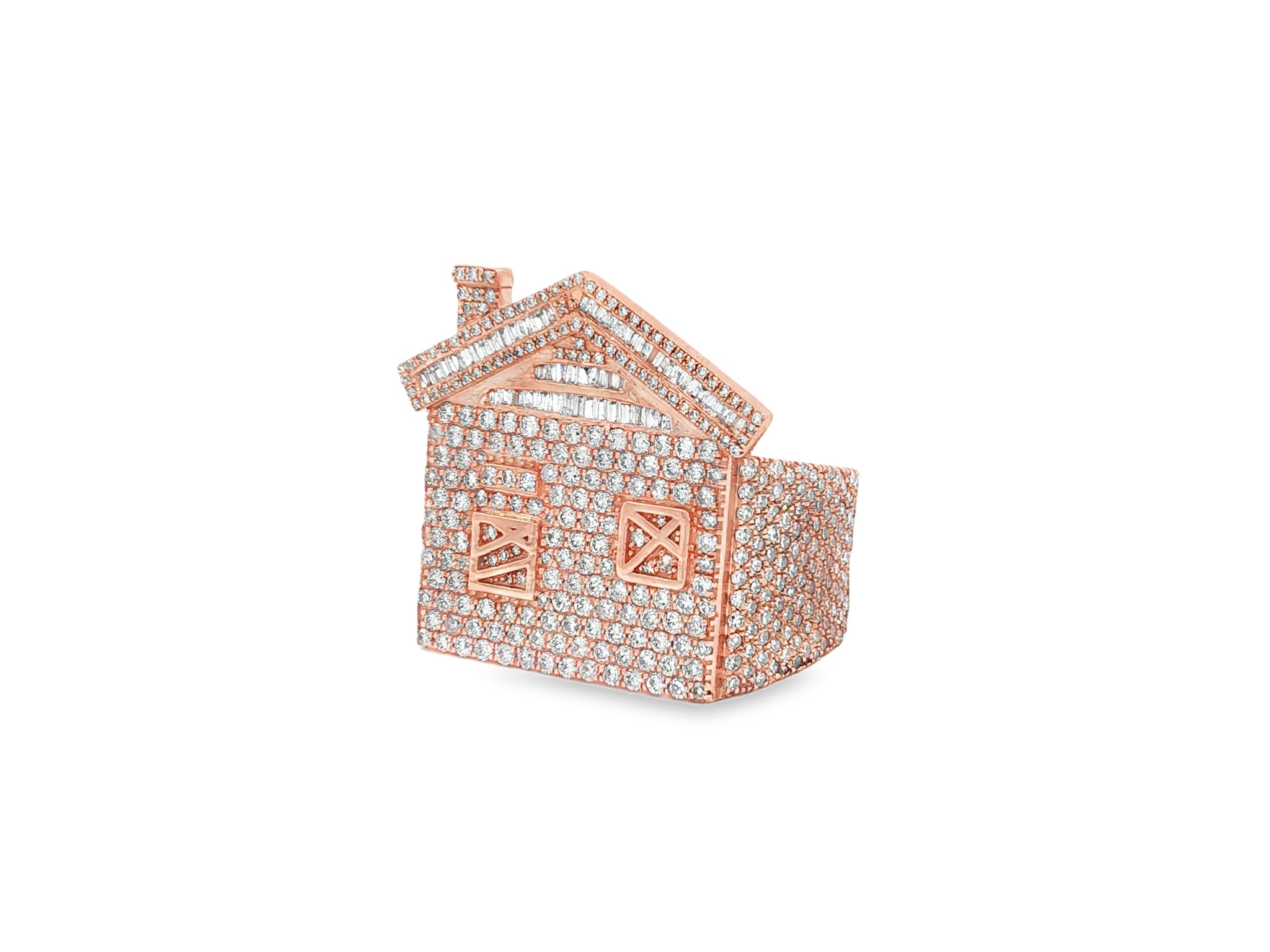 10k Diamond House Ring with Pavé & Baguette Roof Detail Design 2.88ct