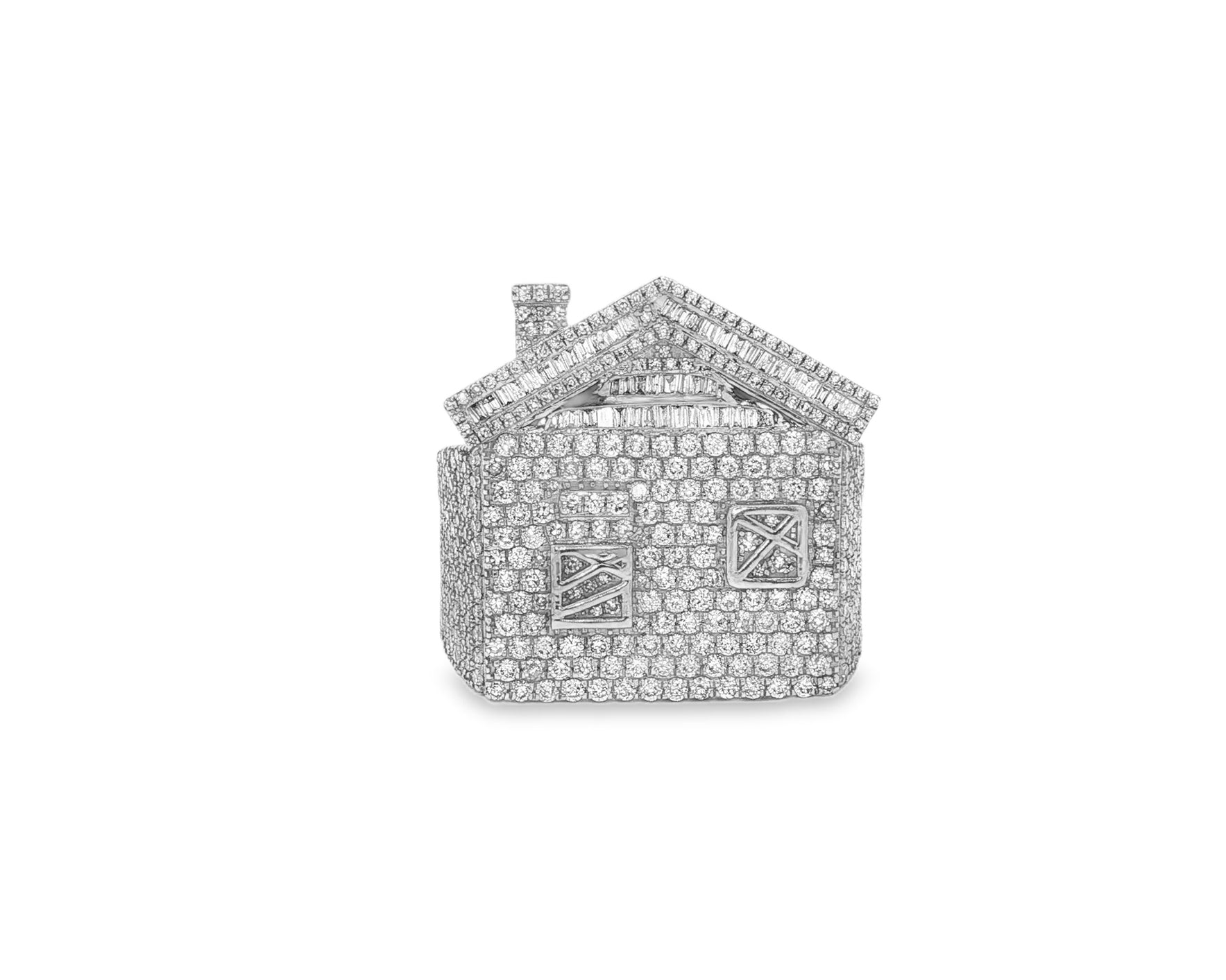10k Diamond House Ring with Pavé & Baguette Roof Detail Design 2.88ct